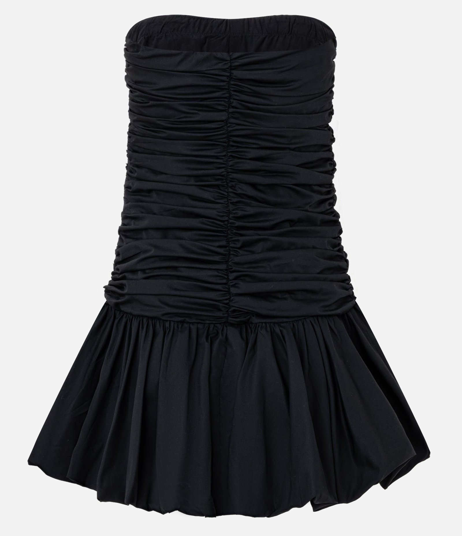 Vestido Balonê Curto em Tricoline com Franzidos Preto 7