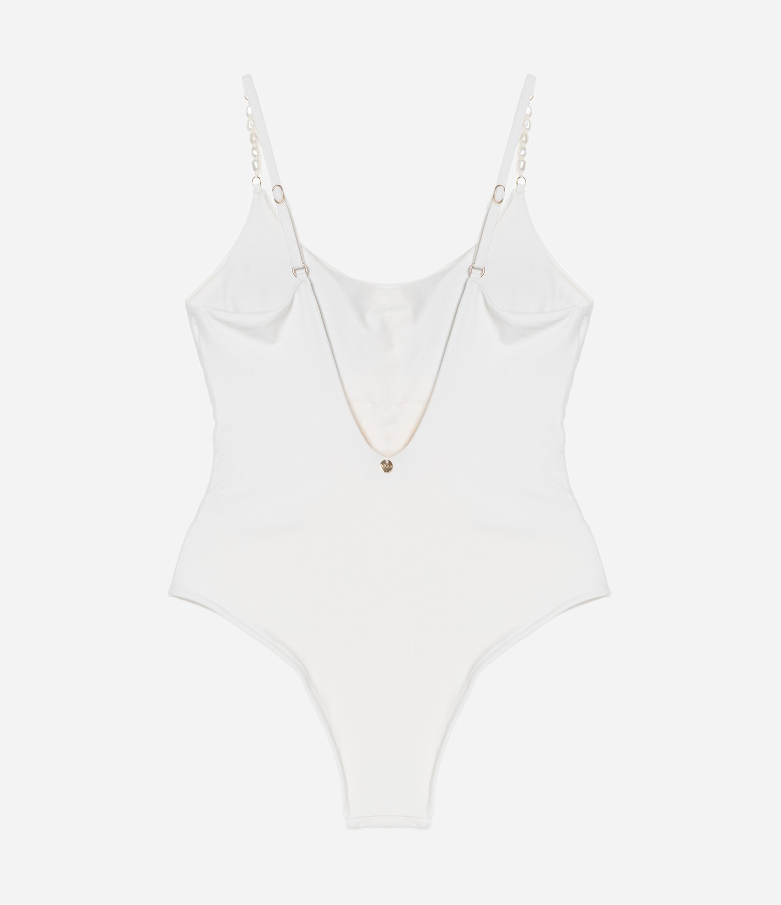 Maiô em Microfibra com Alças Decoradas com Pérolas Branco 2