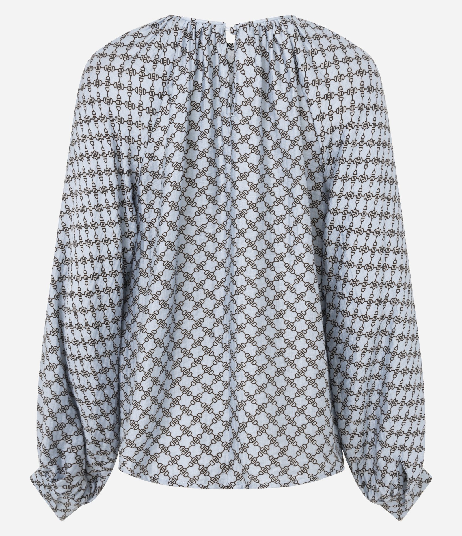 Blusa em Viscose com Franzido no Decote e Estampa Geométrica Azul 7