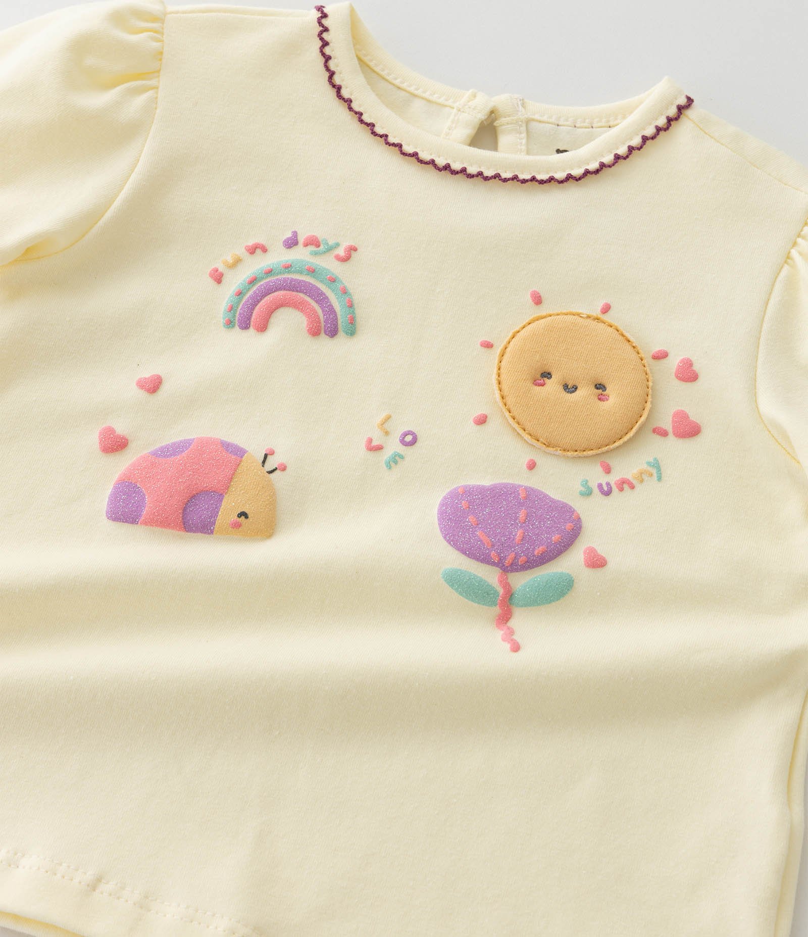 Conjunto Infantil em Cotton Estampa Ícones Fofinhos - Tam 0 a 24 Meses Amarelo 12