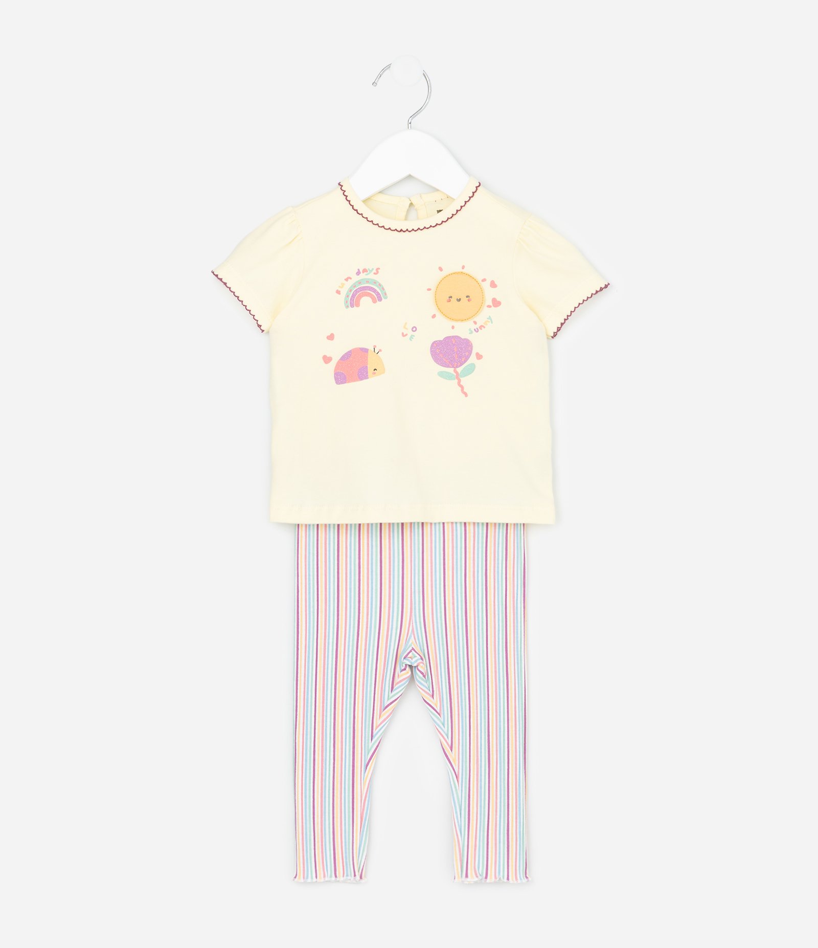 Conjunto Infantil em Cotton Estampa Ícones Fofinhos - Tam 0 a 24 Meses Amarelo 1