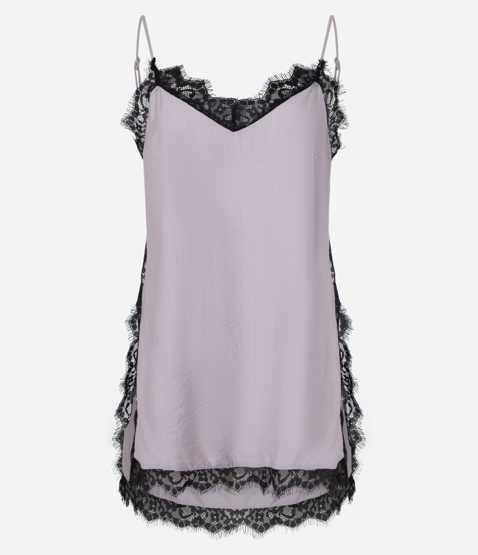 Blusa de Alça em Crepe com Detalhe de Renda Roxo 5