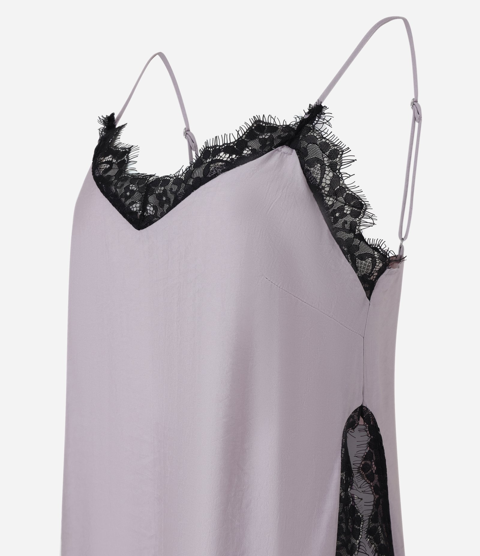 Blusa de Alça em Crepe com Detalhe de Renda Roxo 6