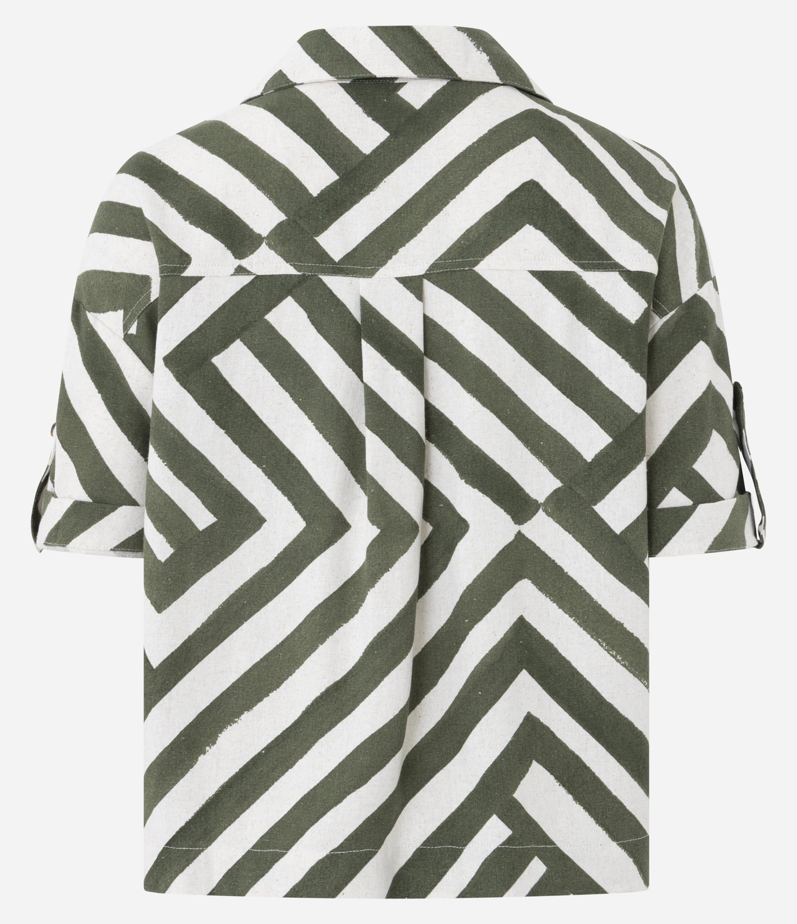 Camisa em Viscolinho com Estampa Geométrica Verde 7