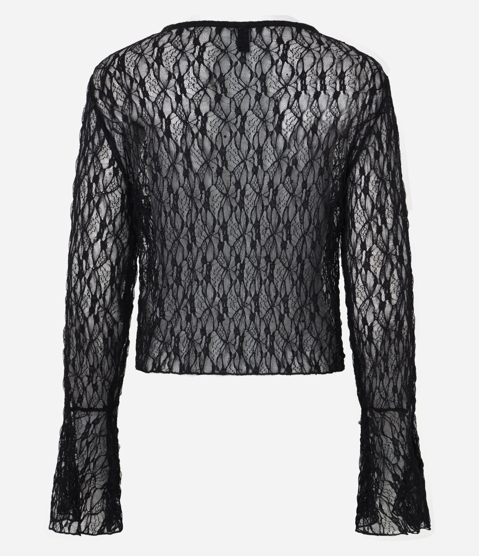 Blusa em Renda com Amarração em Laço e Brilhos Aplicados Preto 7