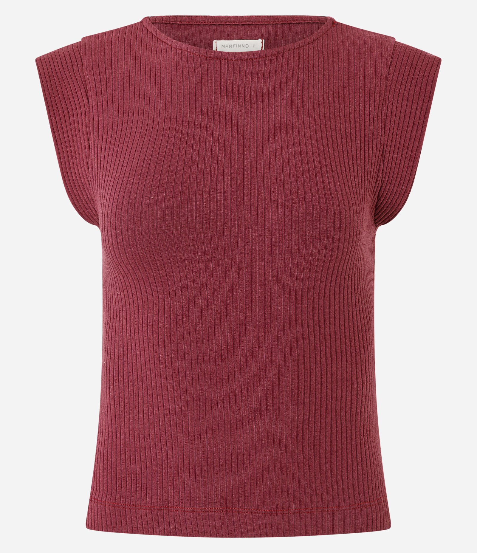 Blusa Canelada em Viscose com Gola Redonda Bordô 5