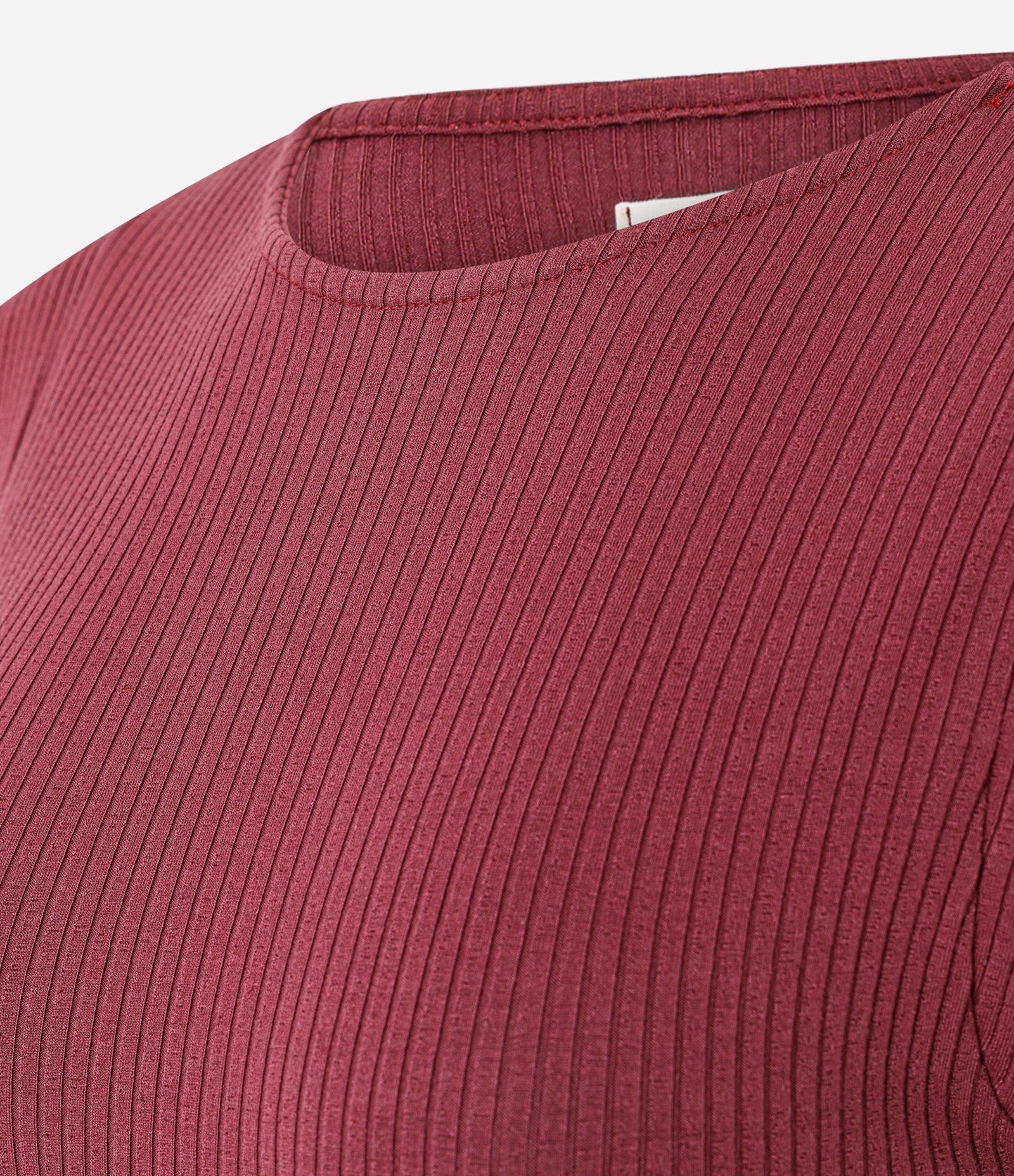 Blusa Canelada em Viscose com Gola Redonda Bordô 6