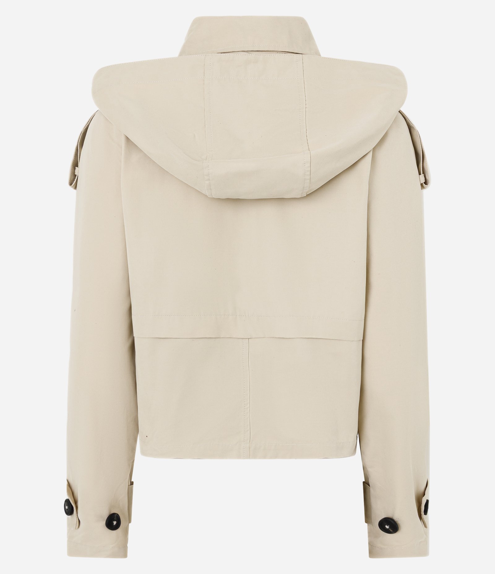 Trench Coat Cropped com Capuz e Ajustes Off White 6