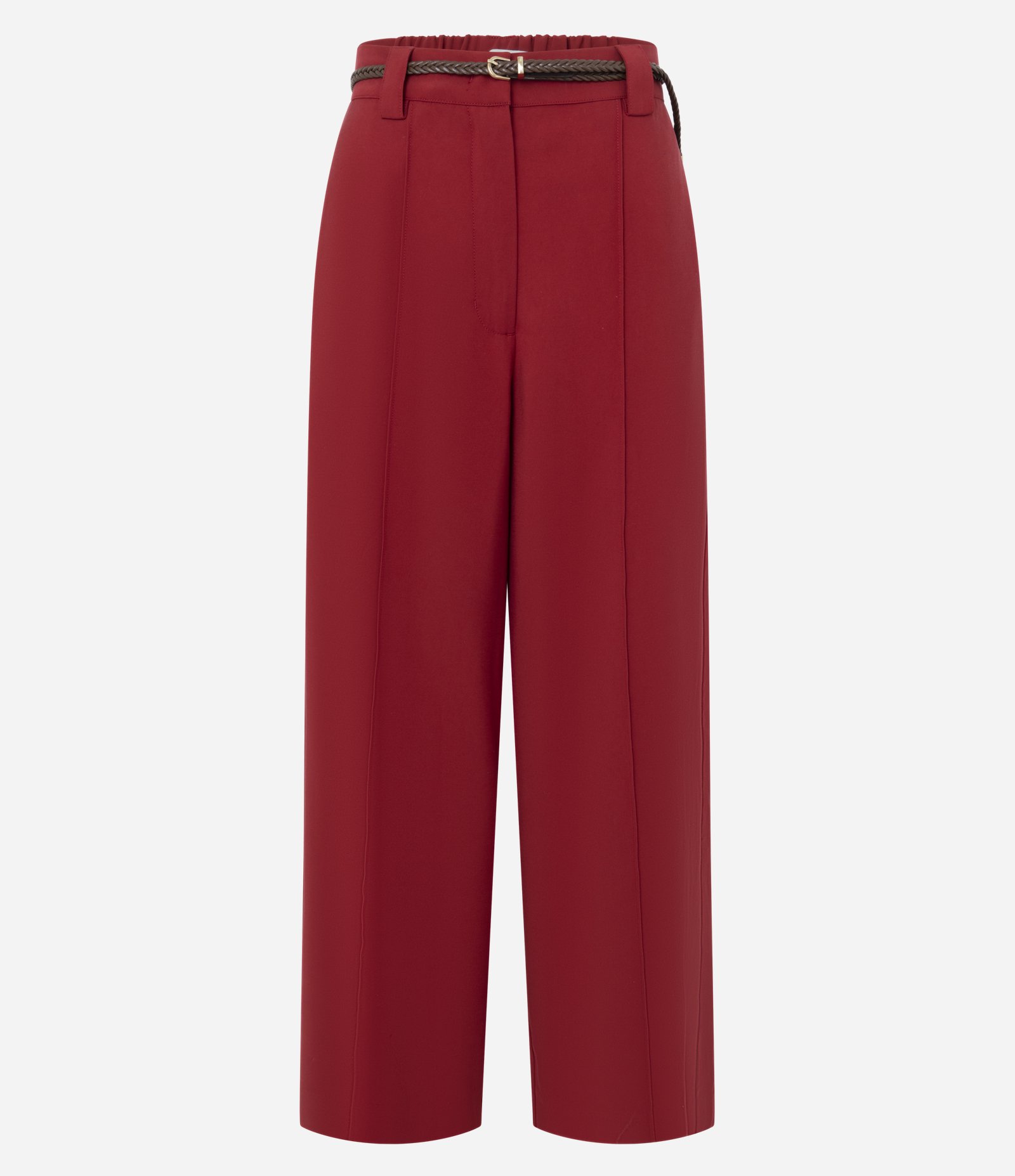 Calça Reta Pantacourt com Cinto Fino Vermelho 5