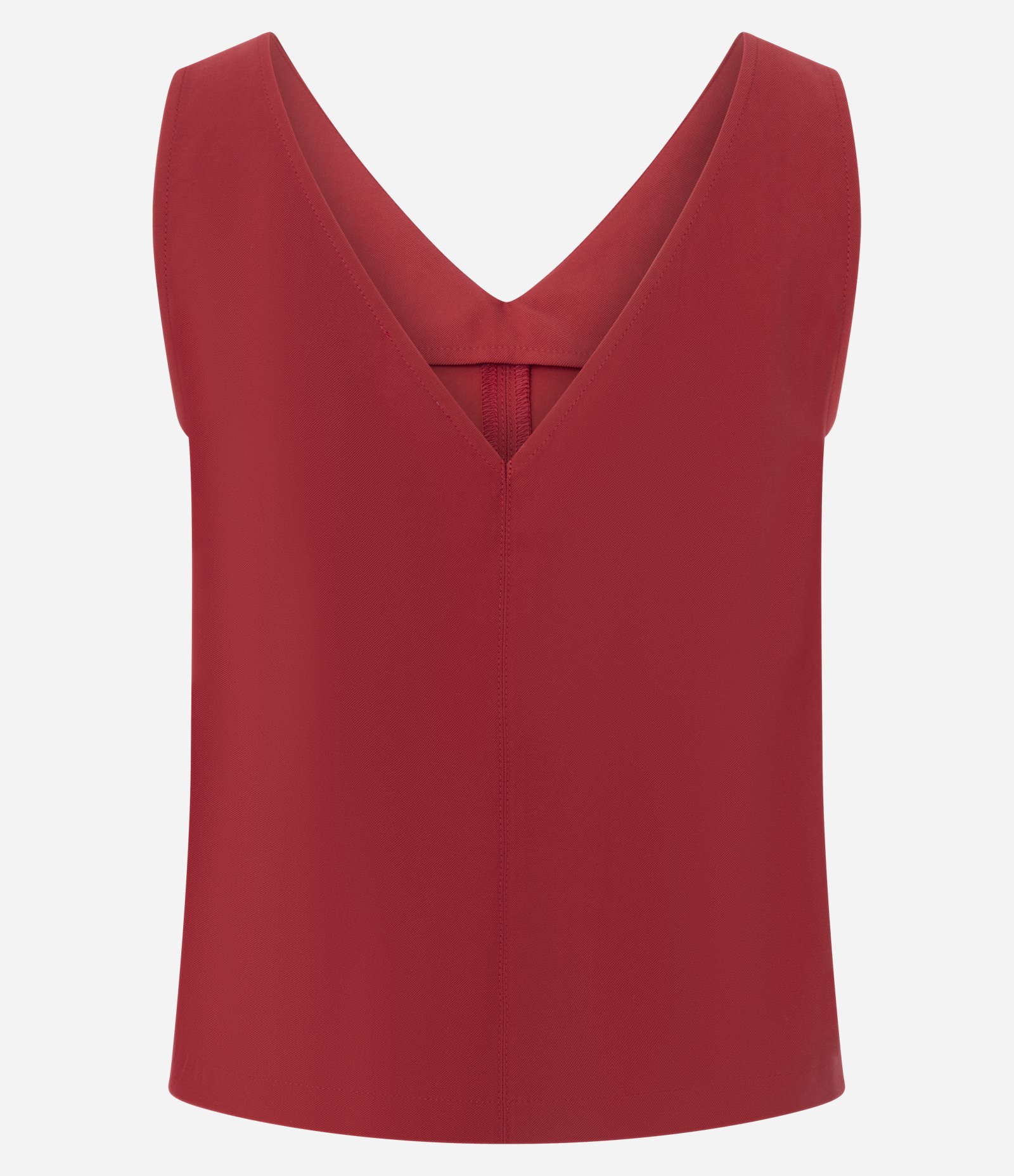 Blusa em Viscose com Decote V e Efeito Sarjado Vermelho 6