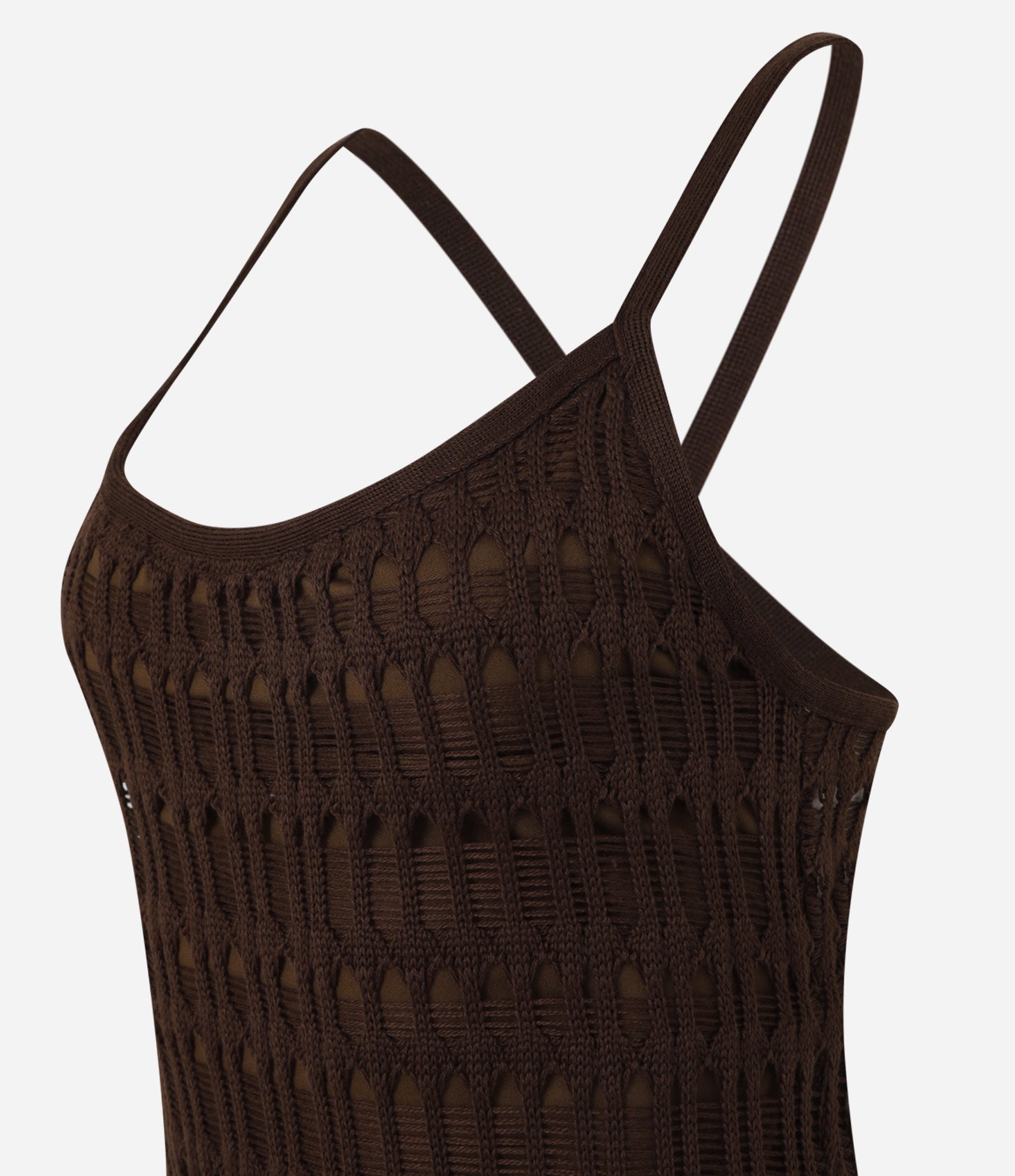 Vestido Long Midi em Tricô com Estampa de Listras Texturizadas Marrom 2