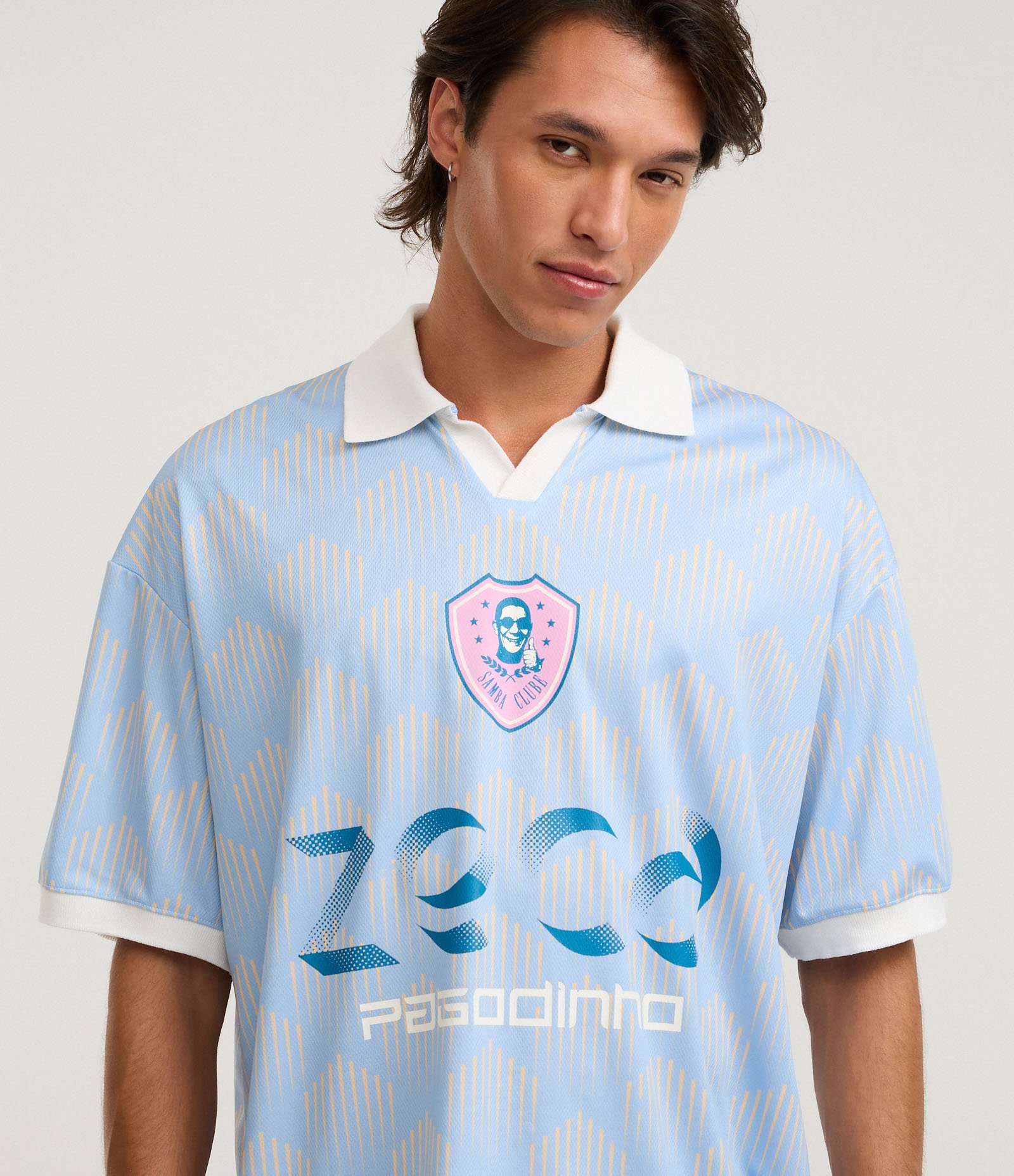 Camiseta Oversized Sportcore com Estampa Samba Clube Zeca Pagodinho Azul claro 6