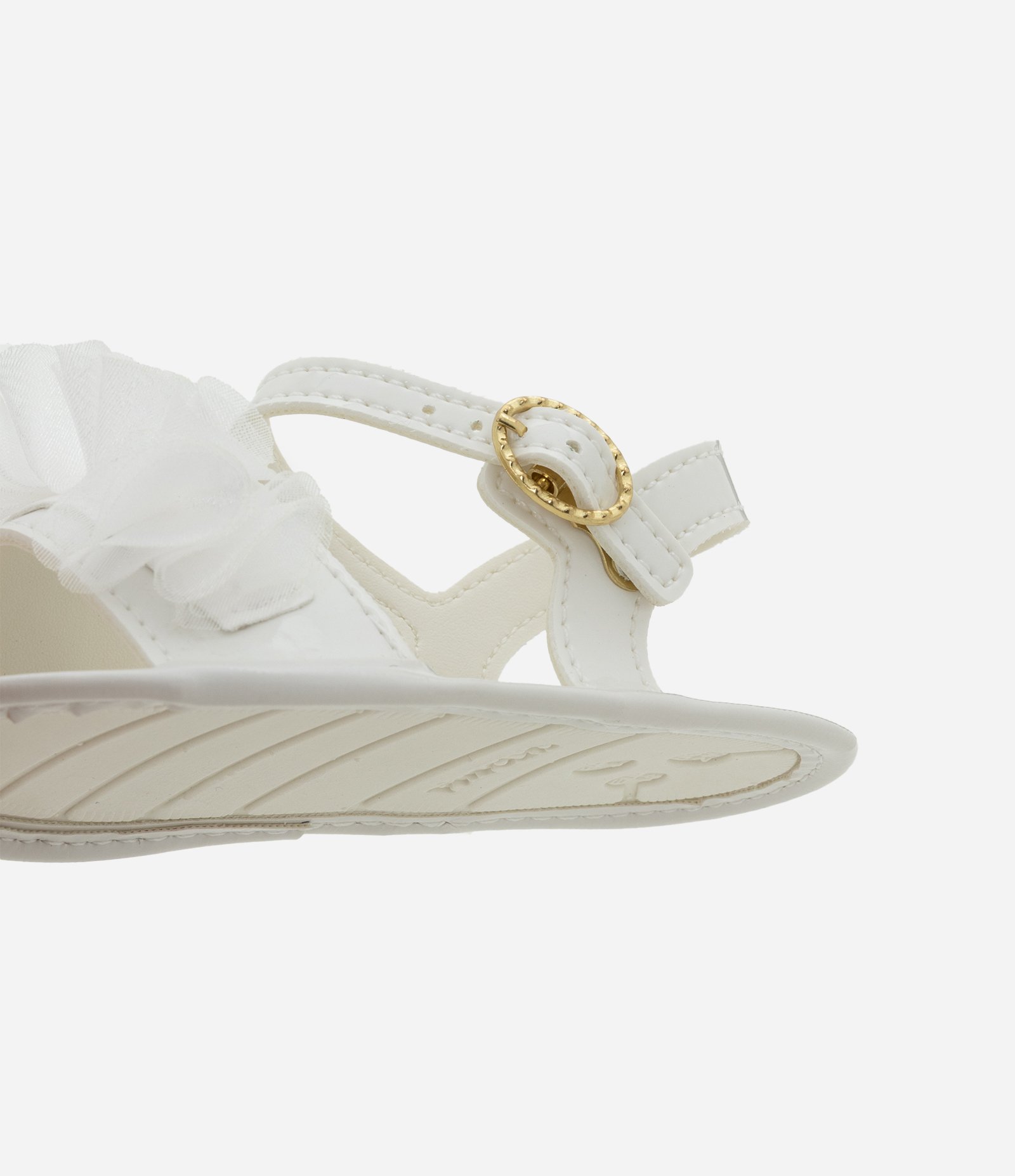 Sandália Infantil com Frufrus e Fechamento por Fivela - Tam 13 ao 16 Branco 3