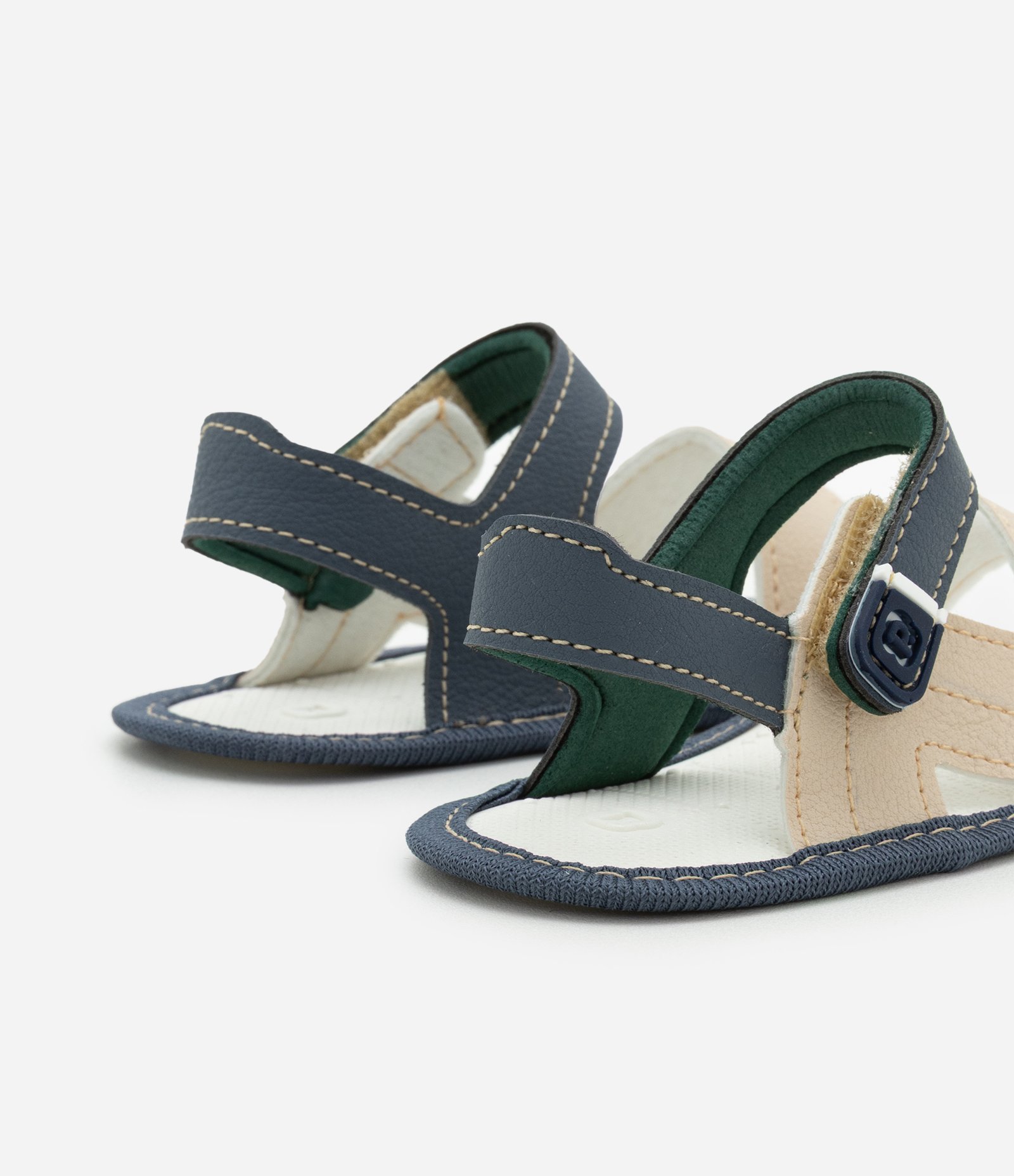 Sandália Infantil em PVC - Tam 13 a 16 Azul escuro/Bege 2