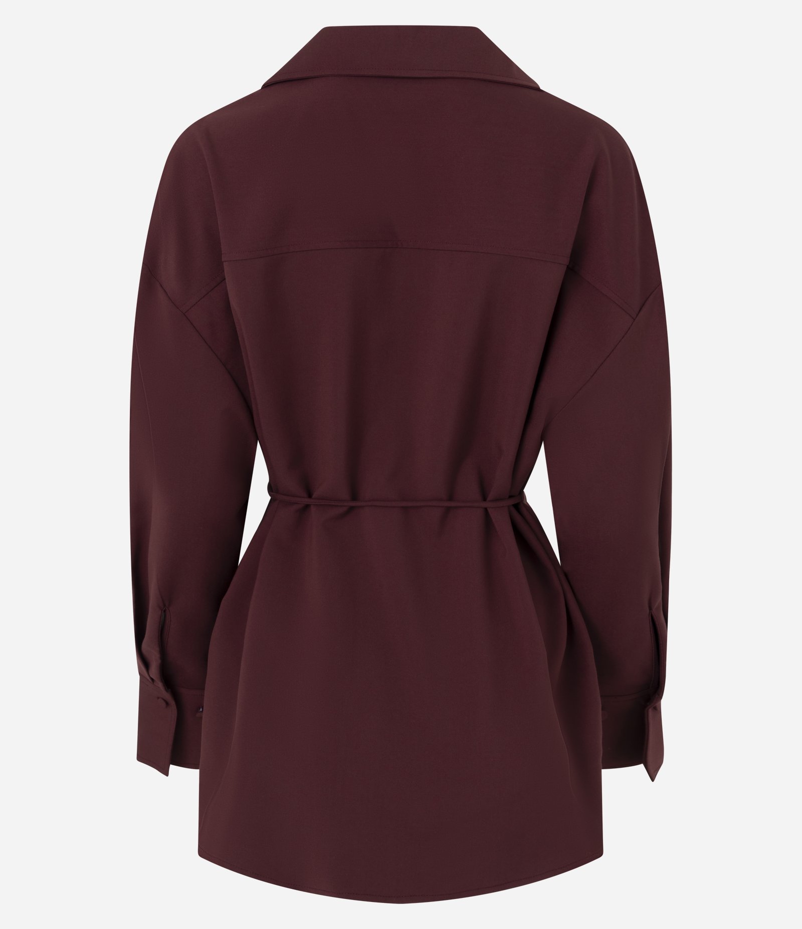 Camisa Oversized Alfaiatada com Amarração Transpassada Bordô 6