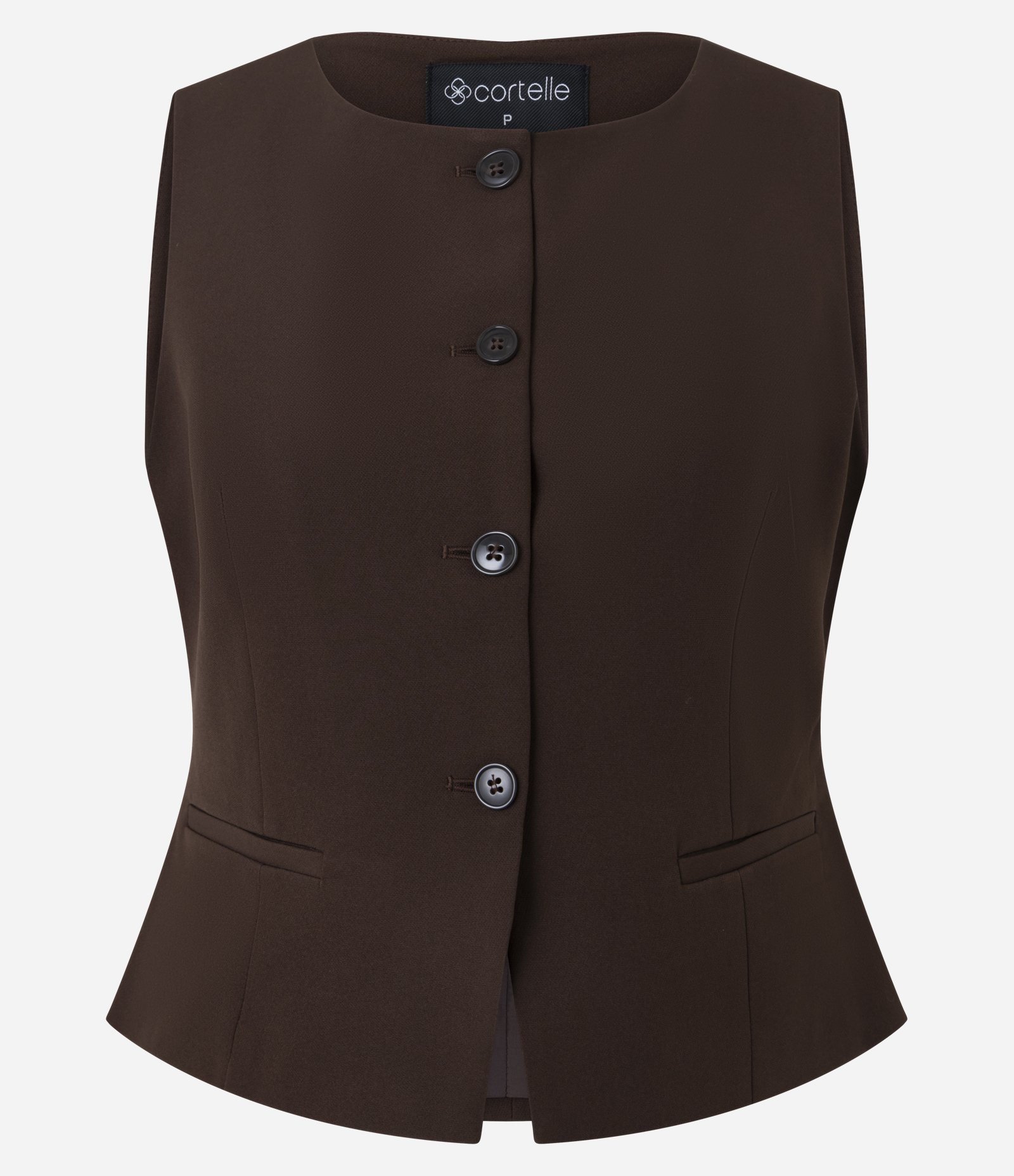 Colete Alfaiatado com Abotoamento e Bolsos Embutidos Marrom 5