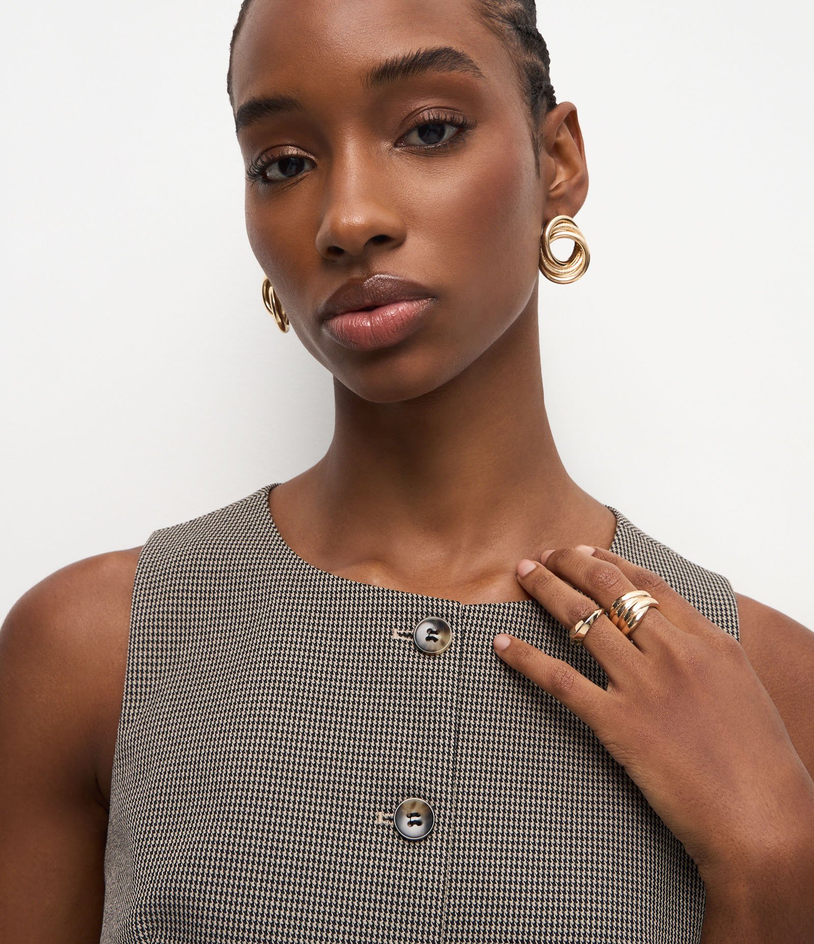 Colete Alfaiatado com Estampa de Mini Xadrez Cinza 3