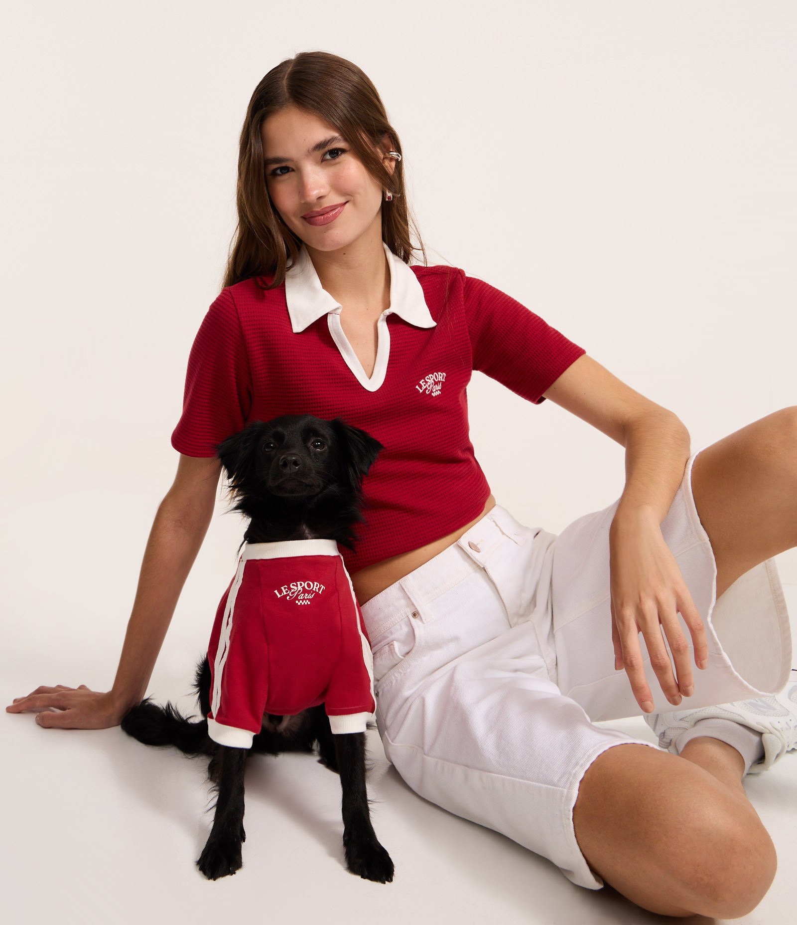 Roupa para Pet T-shirt com Viés Contrastante Vermelho 9