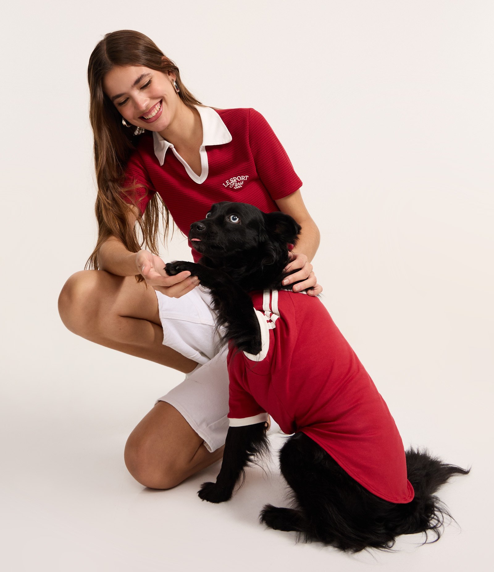 Roupa para Pet T-shirt com Viés Contrastante Vermelho 3