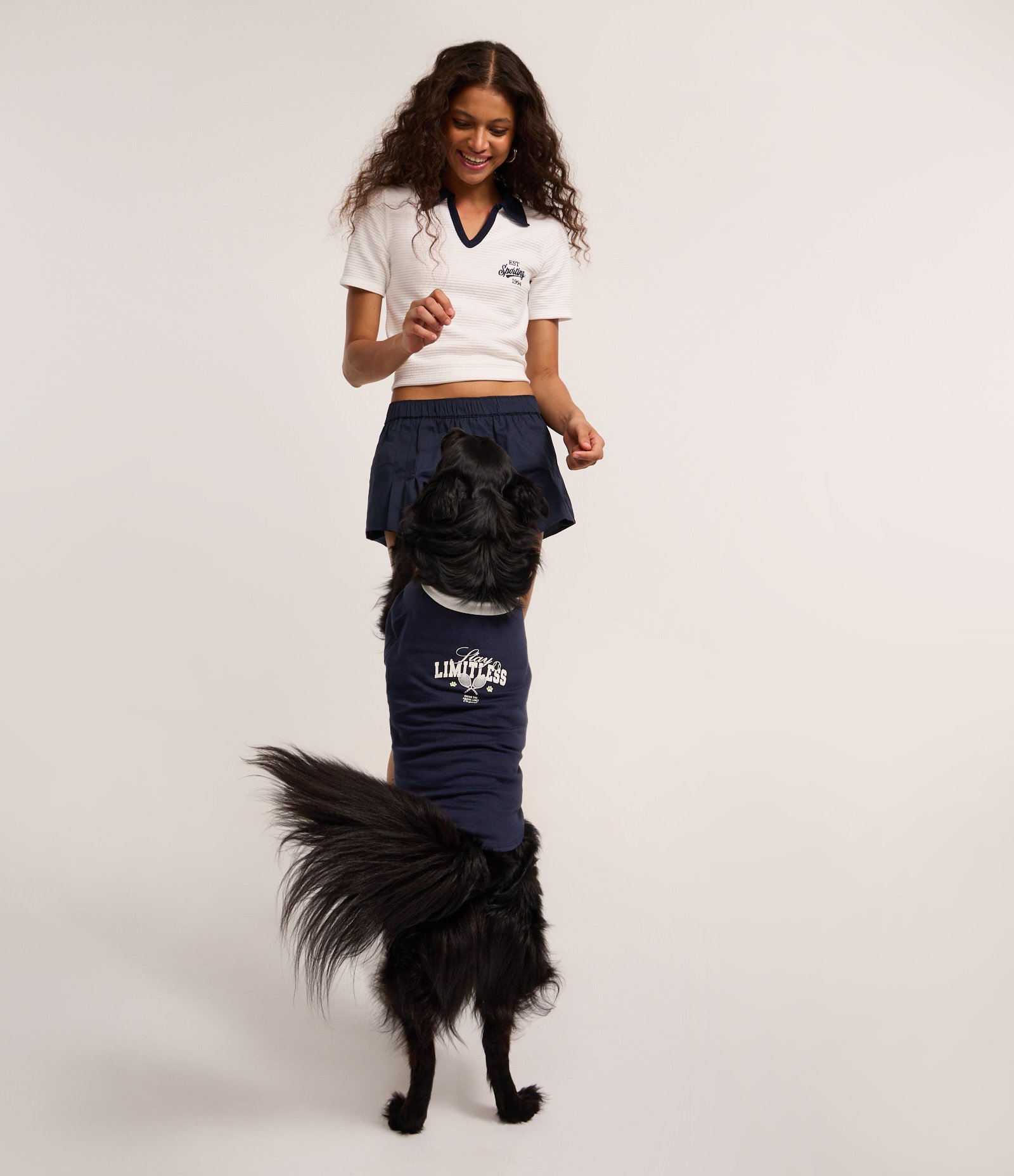 Roupa de Pet com Gola Polo e Viés Contrastantes Azul 7