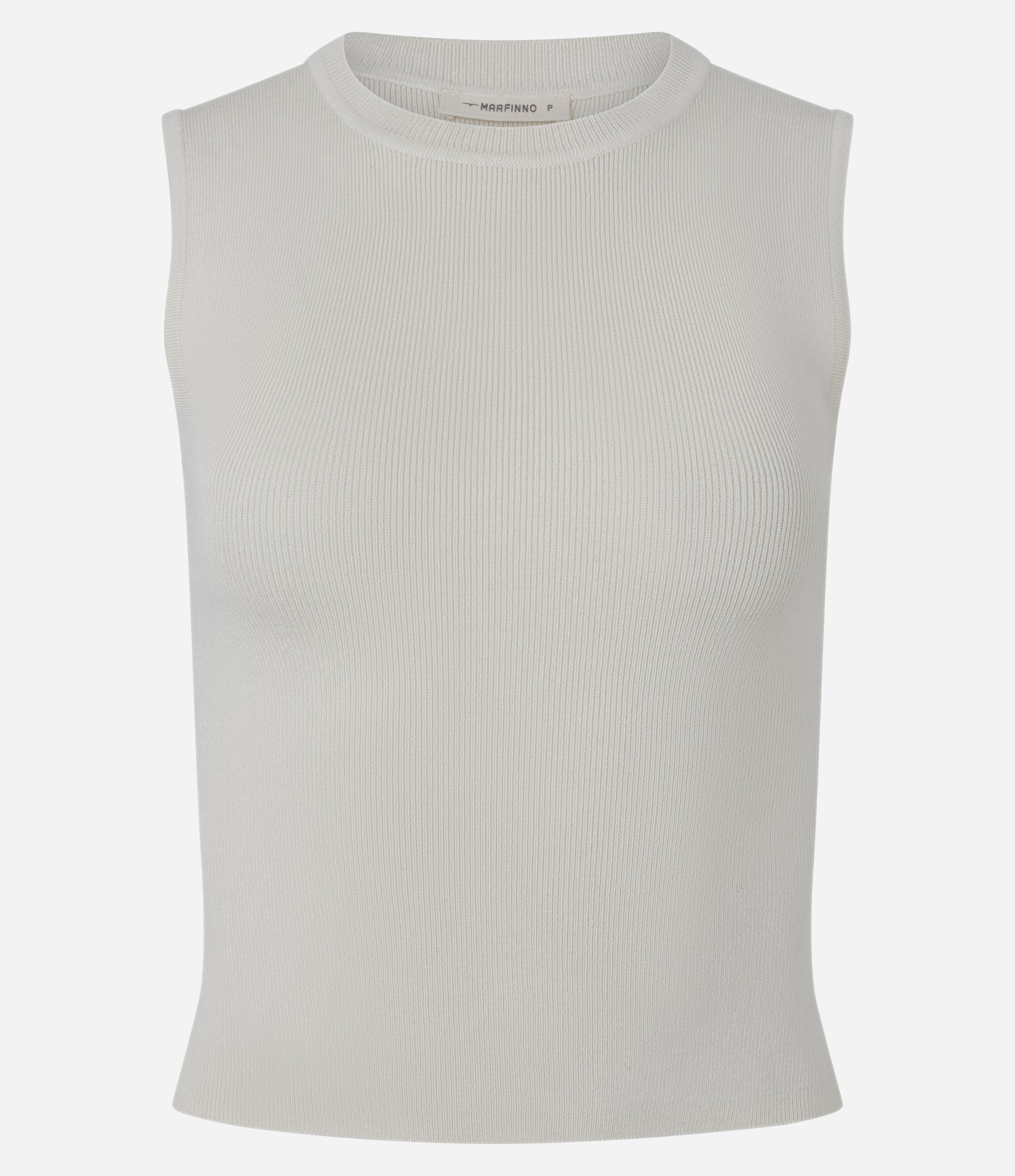 Blusa Sem Manga em Tricô Canelado com Gola Redonda Off White 2