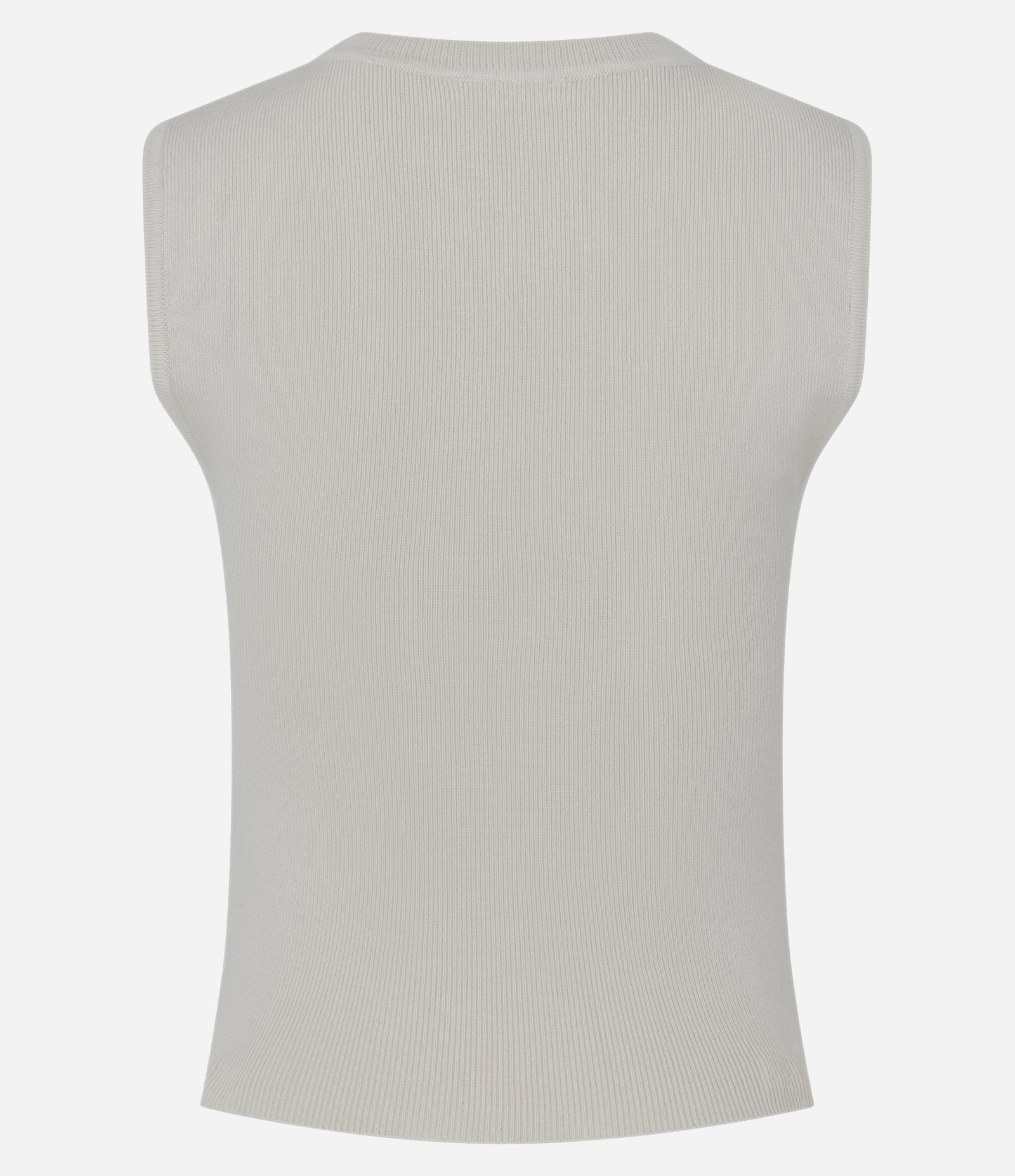 Blusa Sem Manga em Tricô Canelado com Gola Redonda Off White 4
