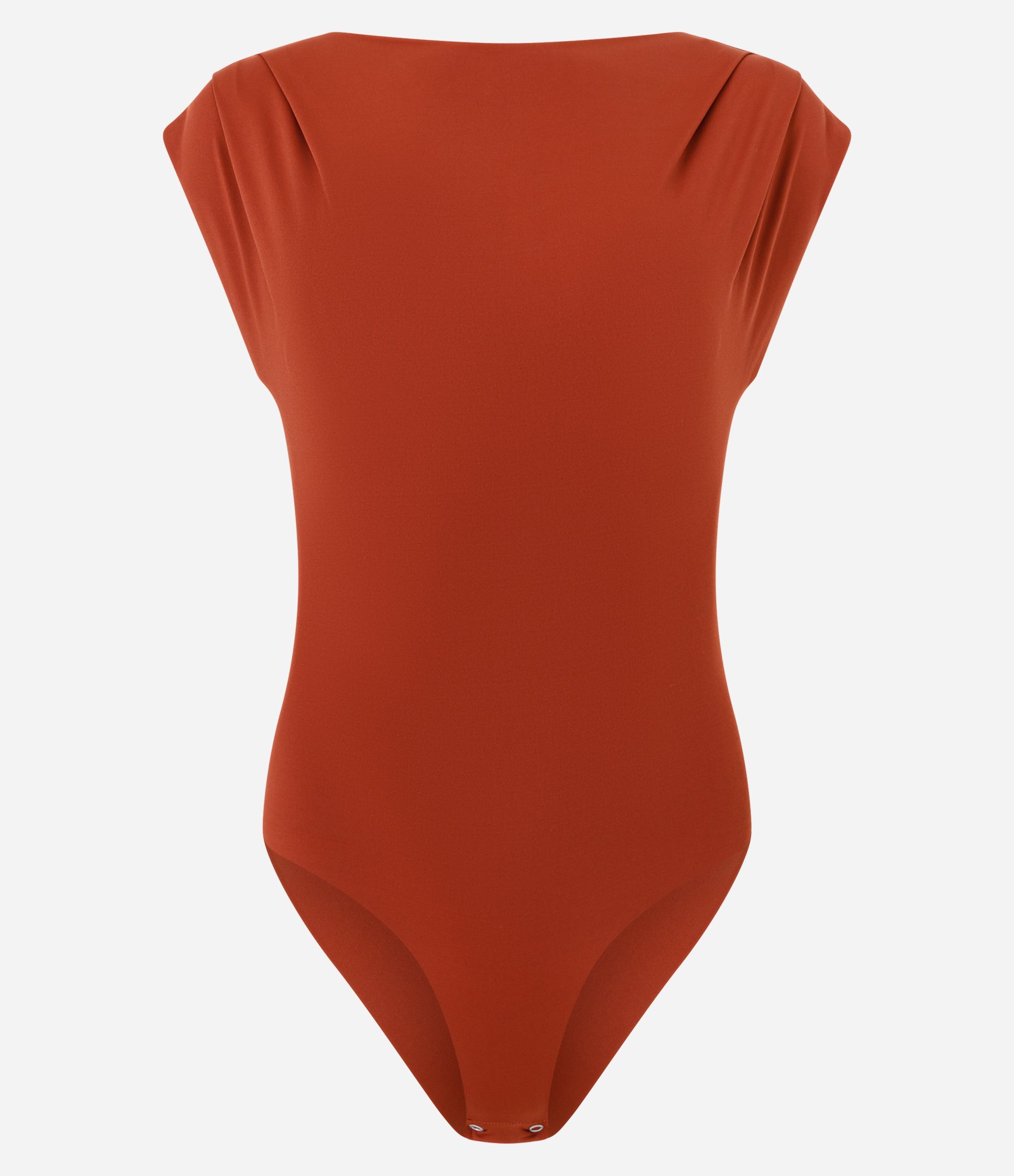 Body Canoa em Poliamida com Pregas no Ombro Laranja 1