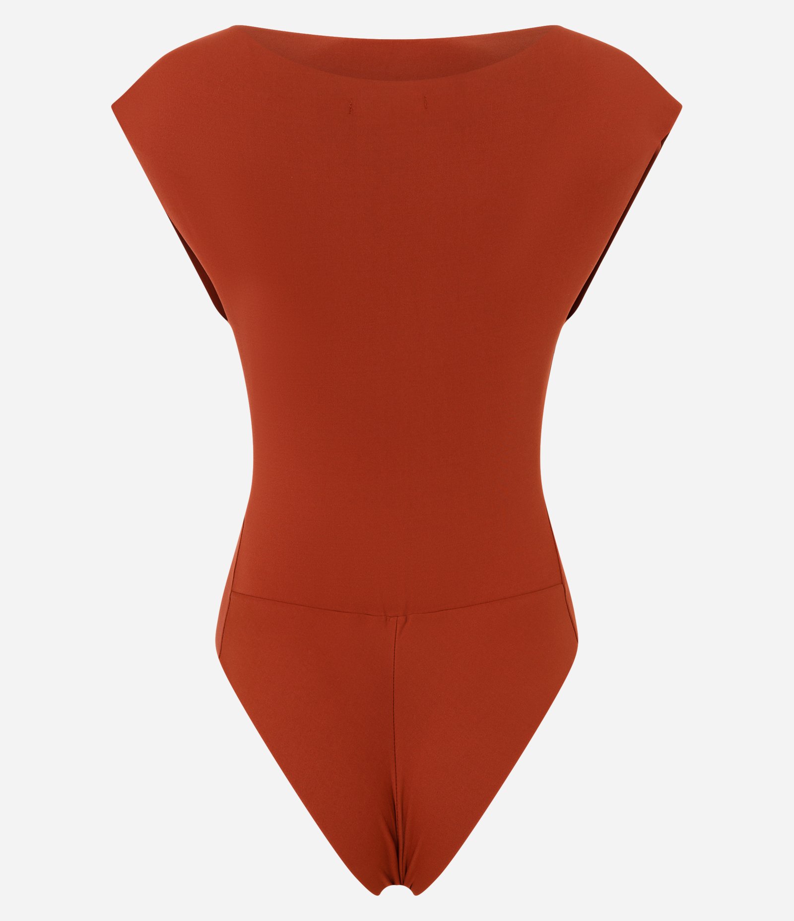 Body Canoa em Poliamida com Pregas no Ombro Laranja 2