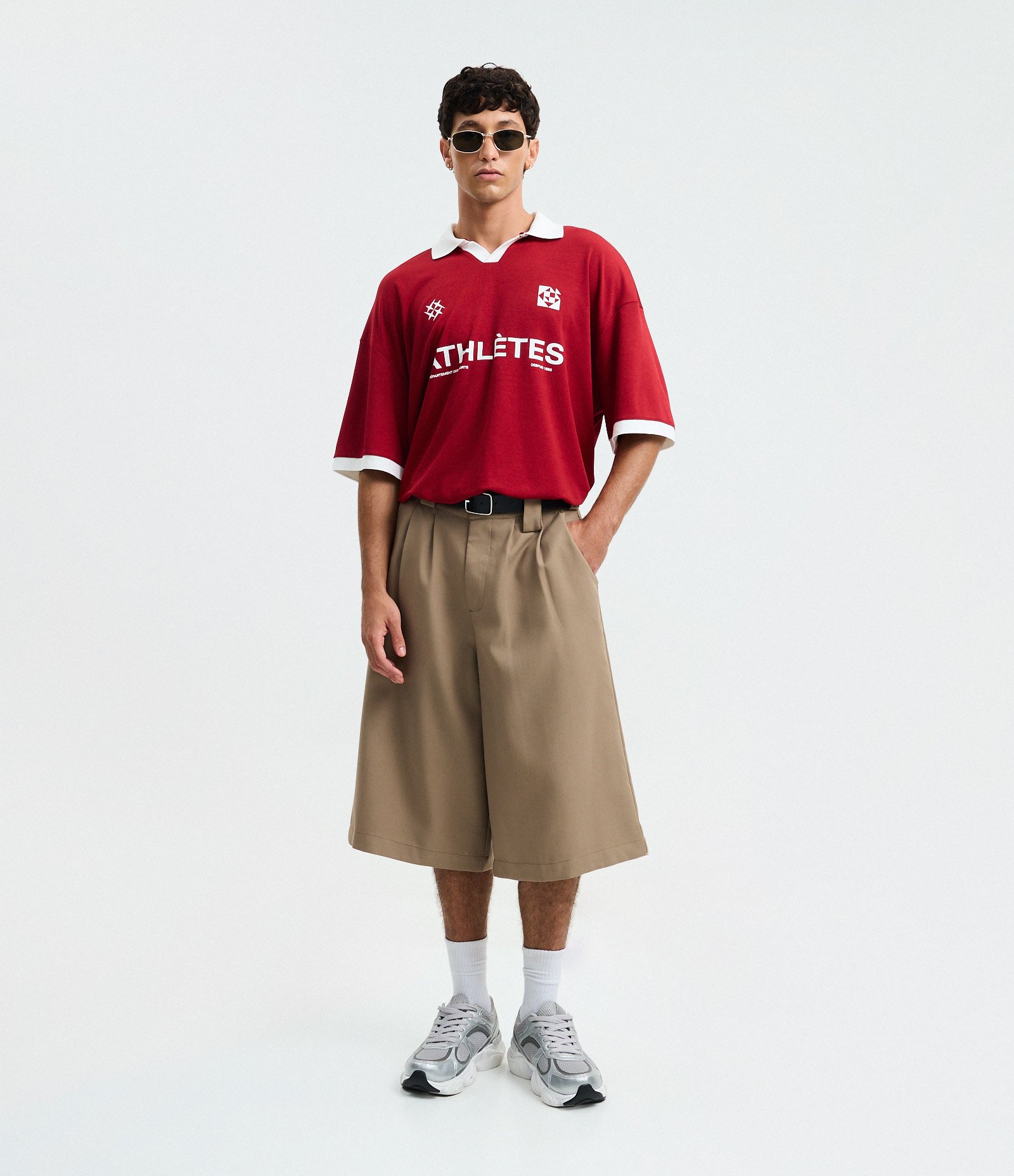 Camiseta Polo Oversized com Manga Curta Vermelho 2