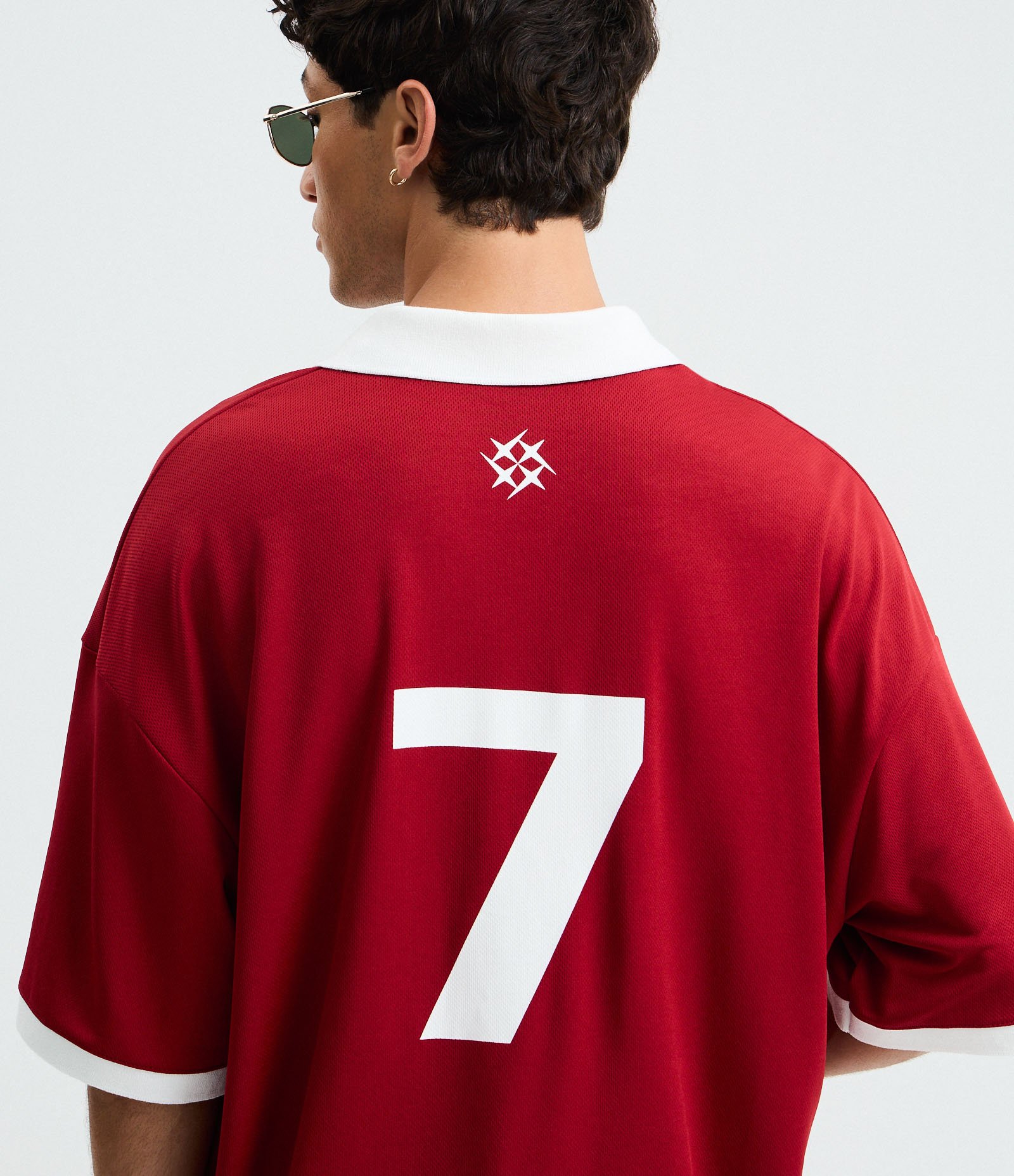 Camiseta Polo Oversized com Manga Curta Vermelho 3
