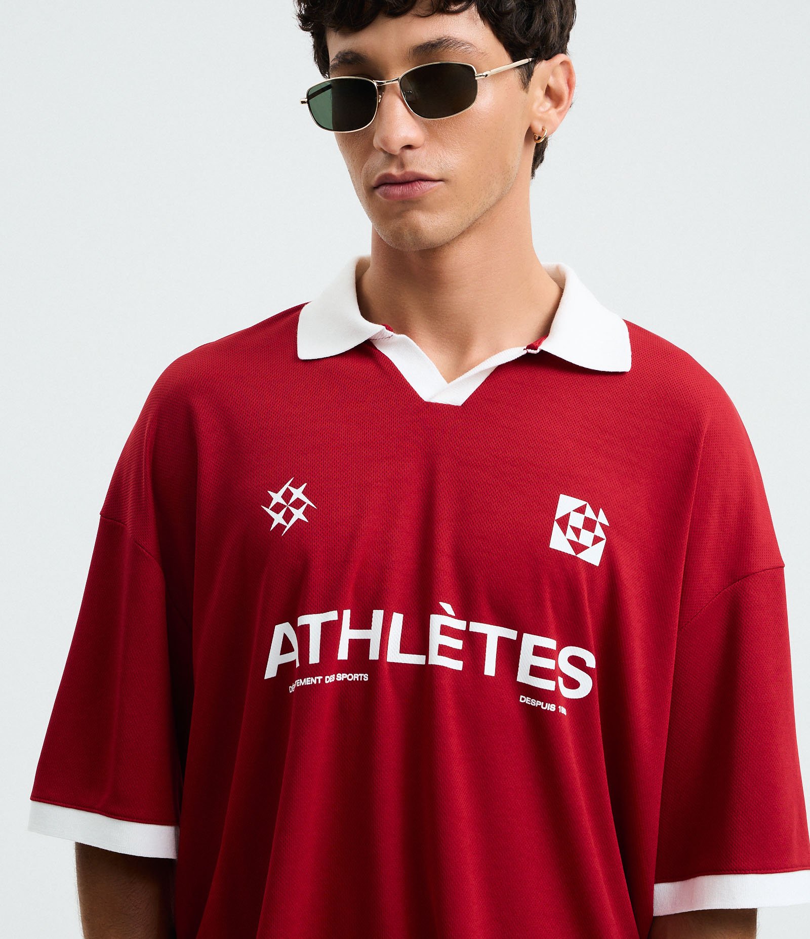 Camiseta Polo Oversized com Manga Curta Vermelho 4