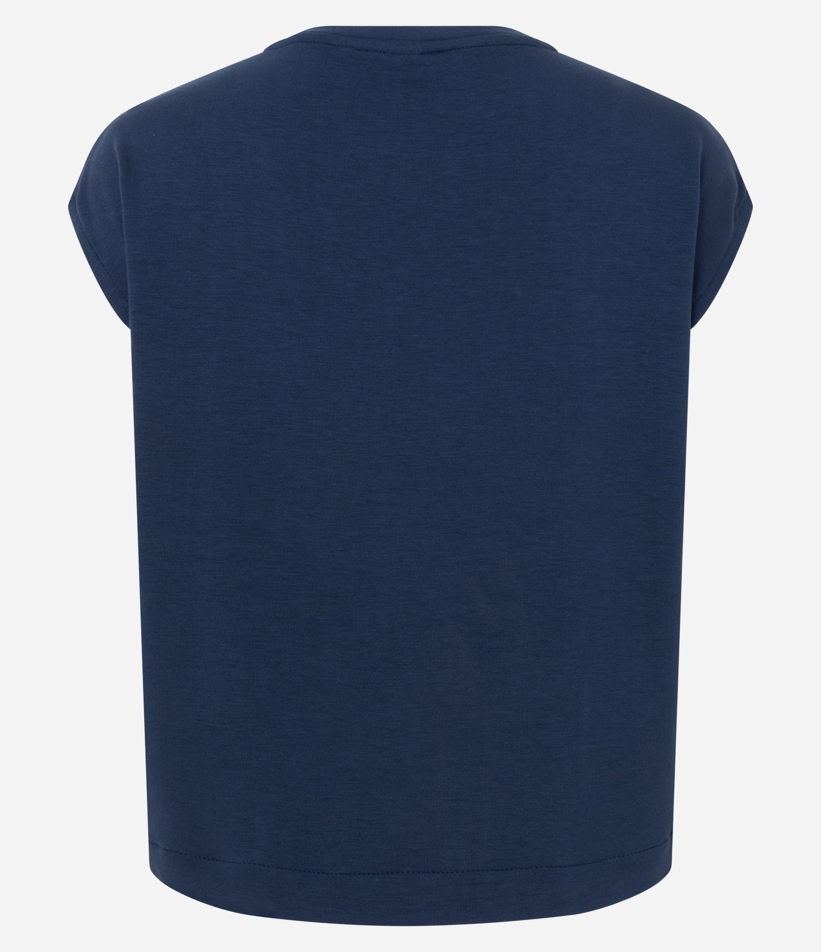 Blusa Manga Curta em Moletinho com Presponhos Verticais Azul 2