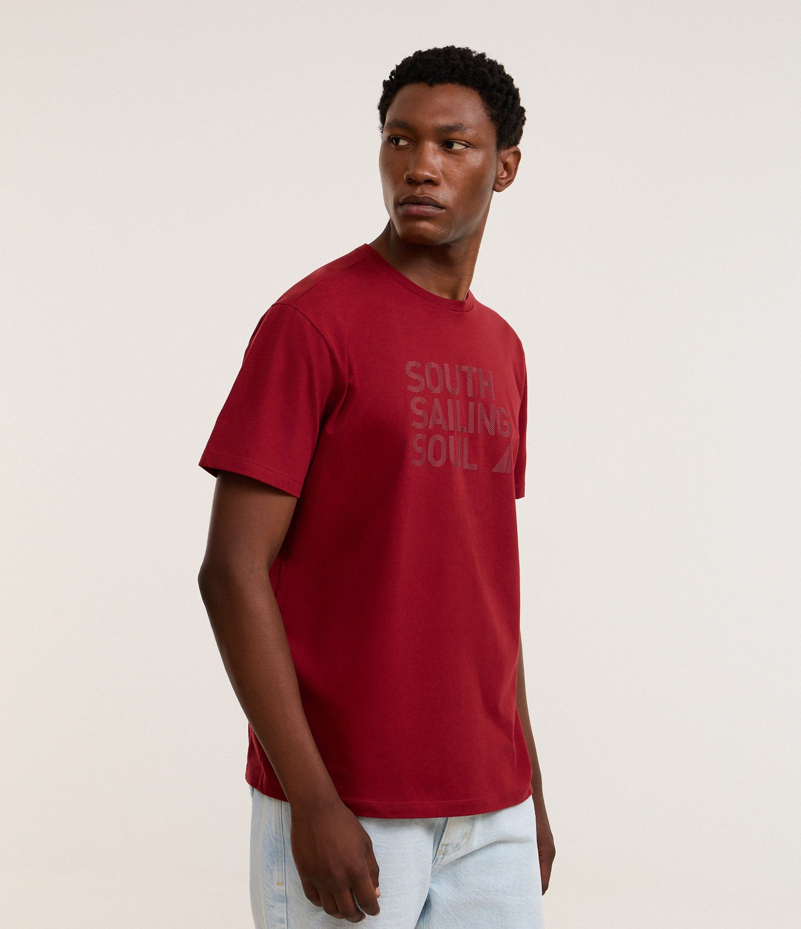 Camiseta Comfort em Algodão com Estampa South Sailing Soul Vermelho 1