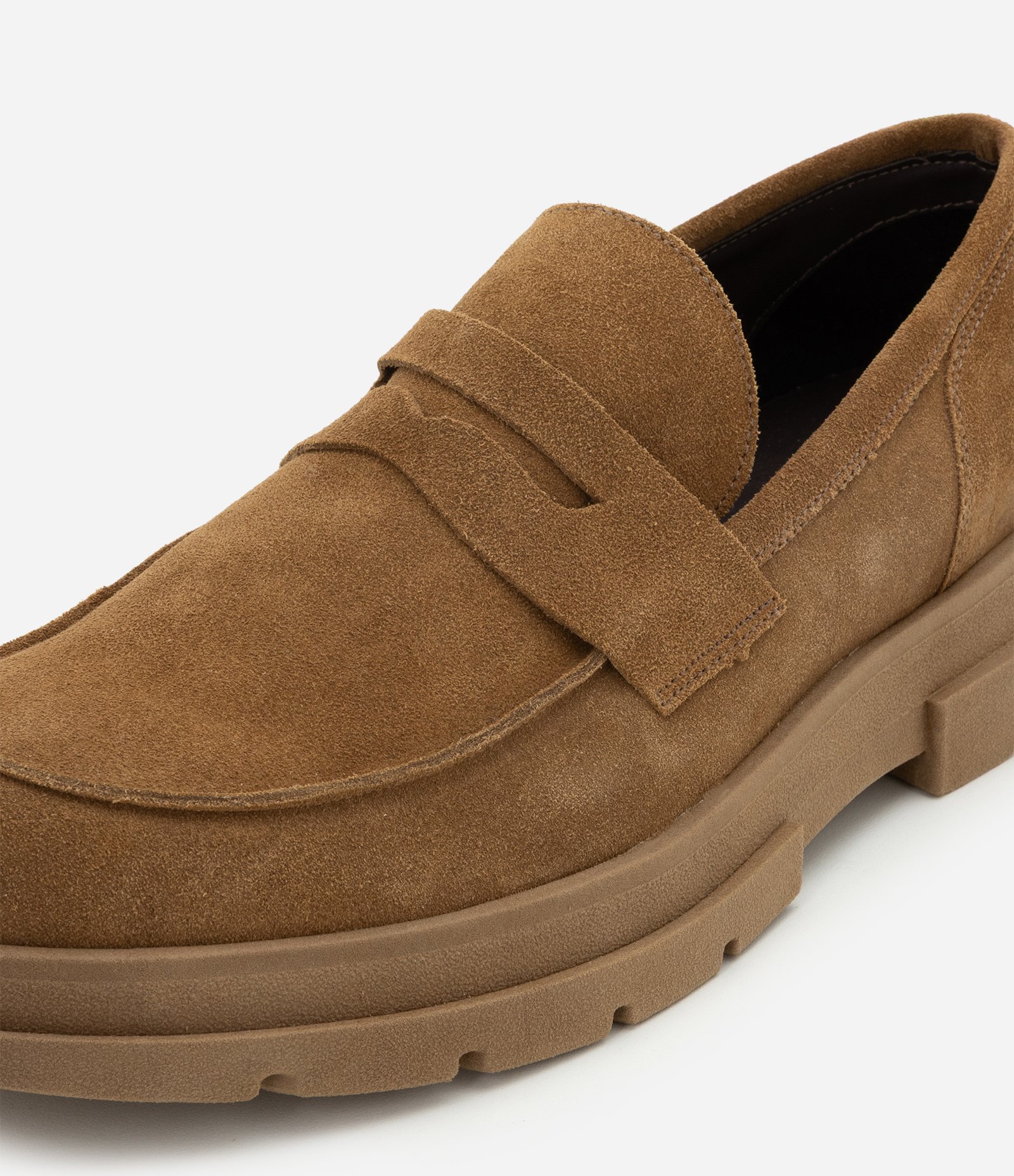 Sapato Loafer Tratorado em Couro com Camurça Marrom 4