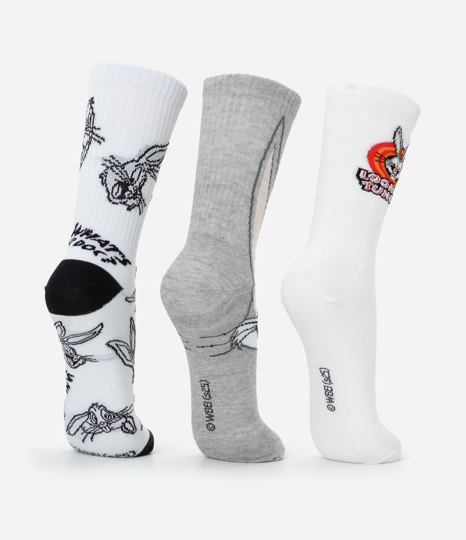 Kit 03 Meia Cano Alto em Algodão com Estampa do Pernalonga Sortido 3