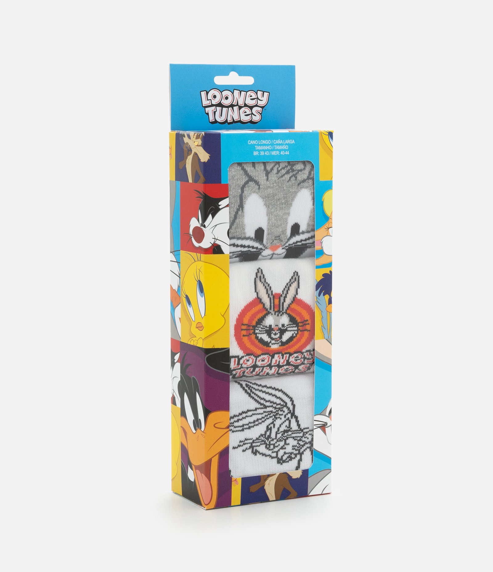 Kit 03 Meia Cano Alto em Algodão com Estampa do Pernalonga Sortido 6