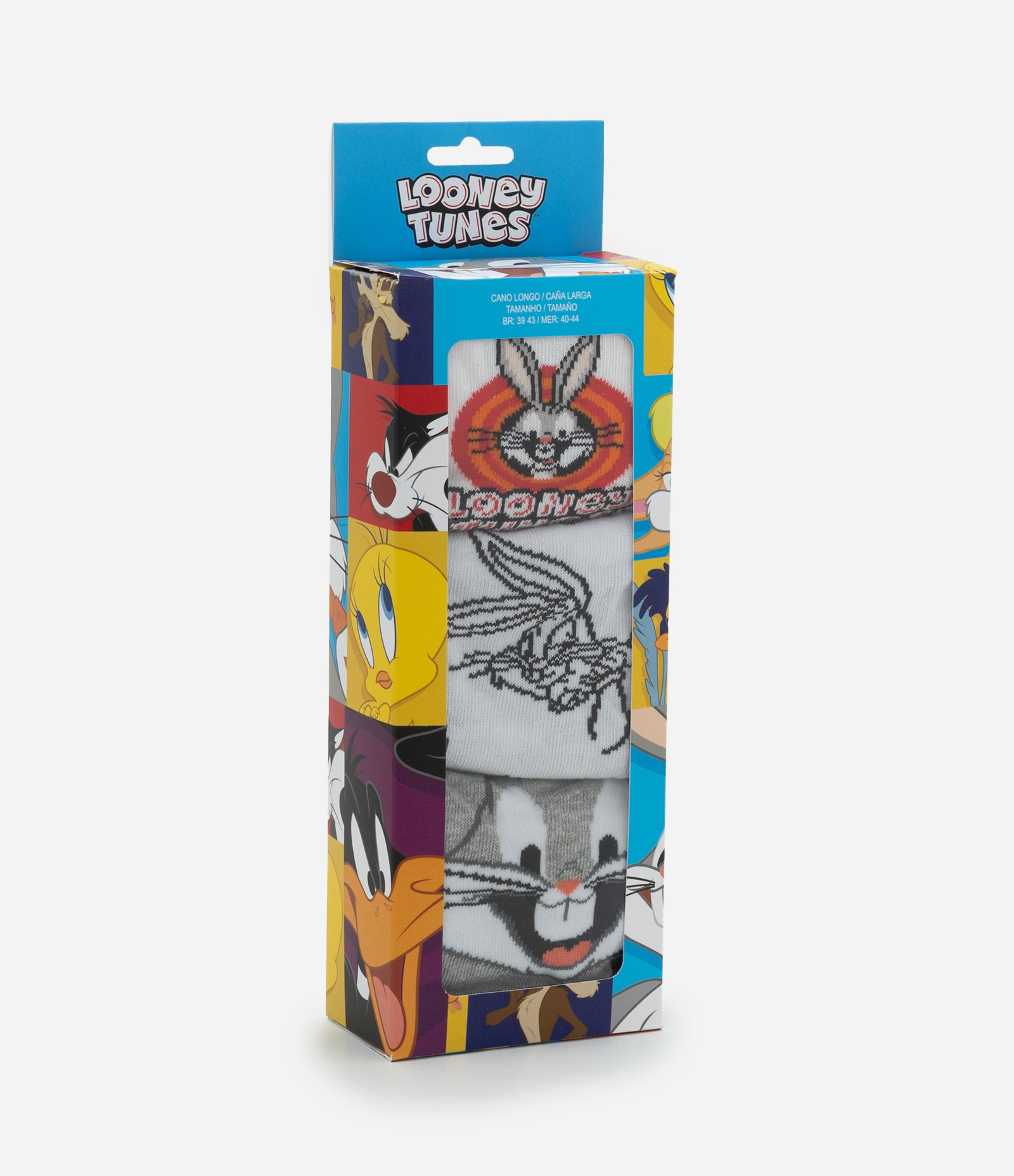 Kit 03 Meia Cano Alto em Algodão com Estampa do Pernalonga Sortido 7