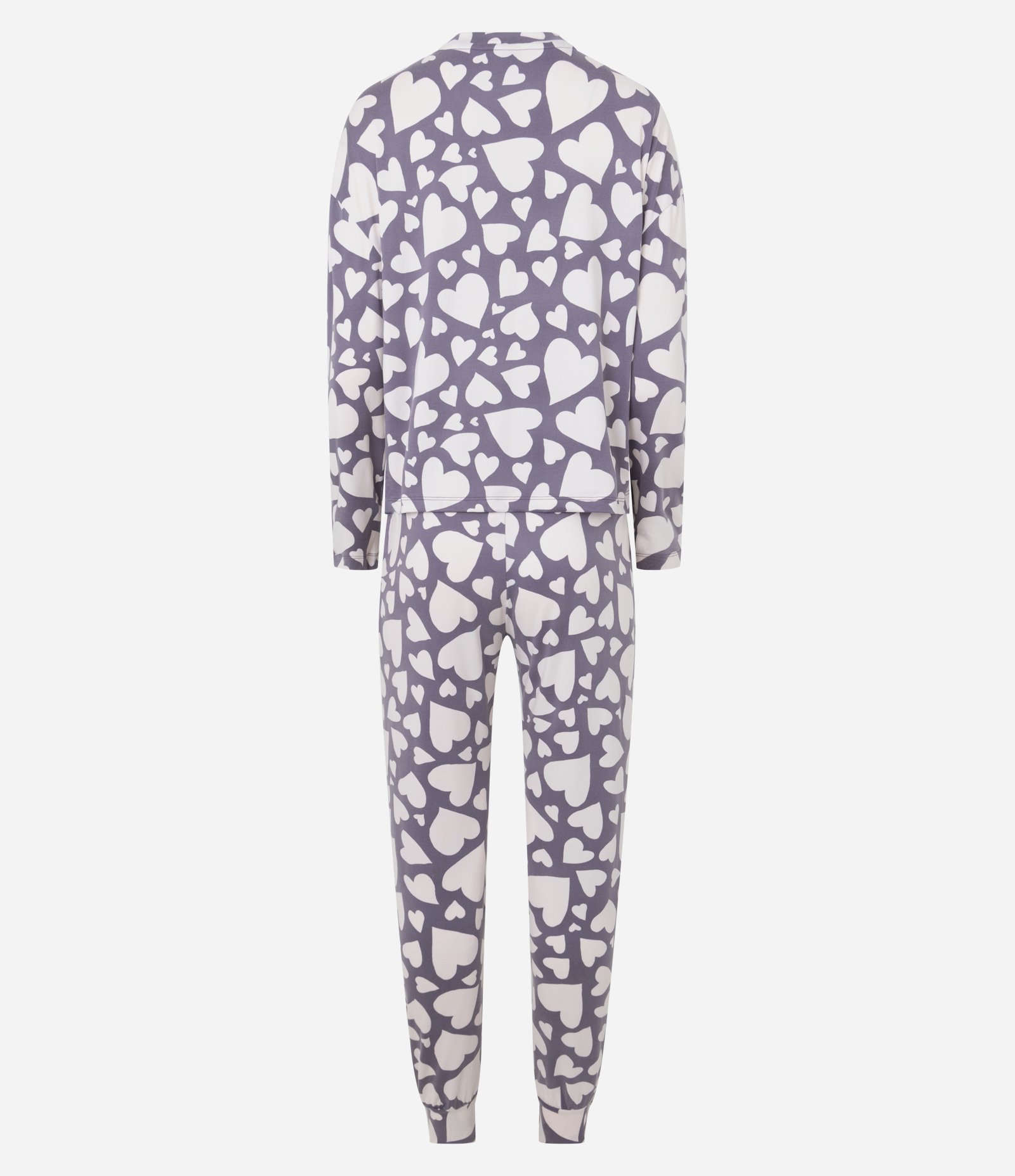Pijama Longo em Peach Touch com Estampa de Coração Roxo 6