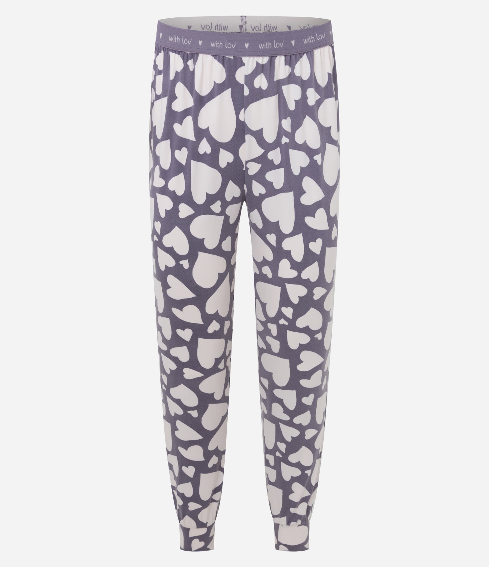 Pijama Longo em Peach Touch com Estampa de Coração Roxo 7