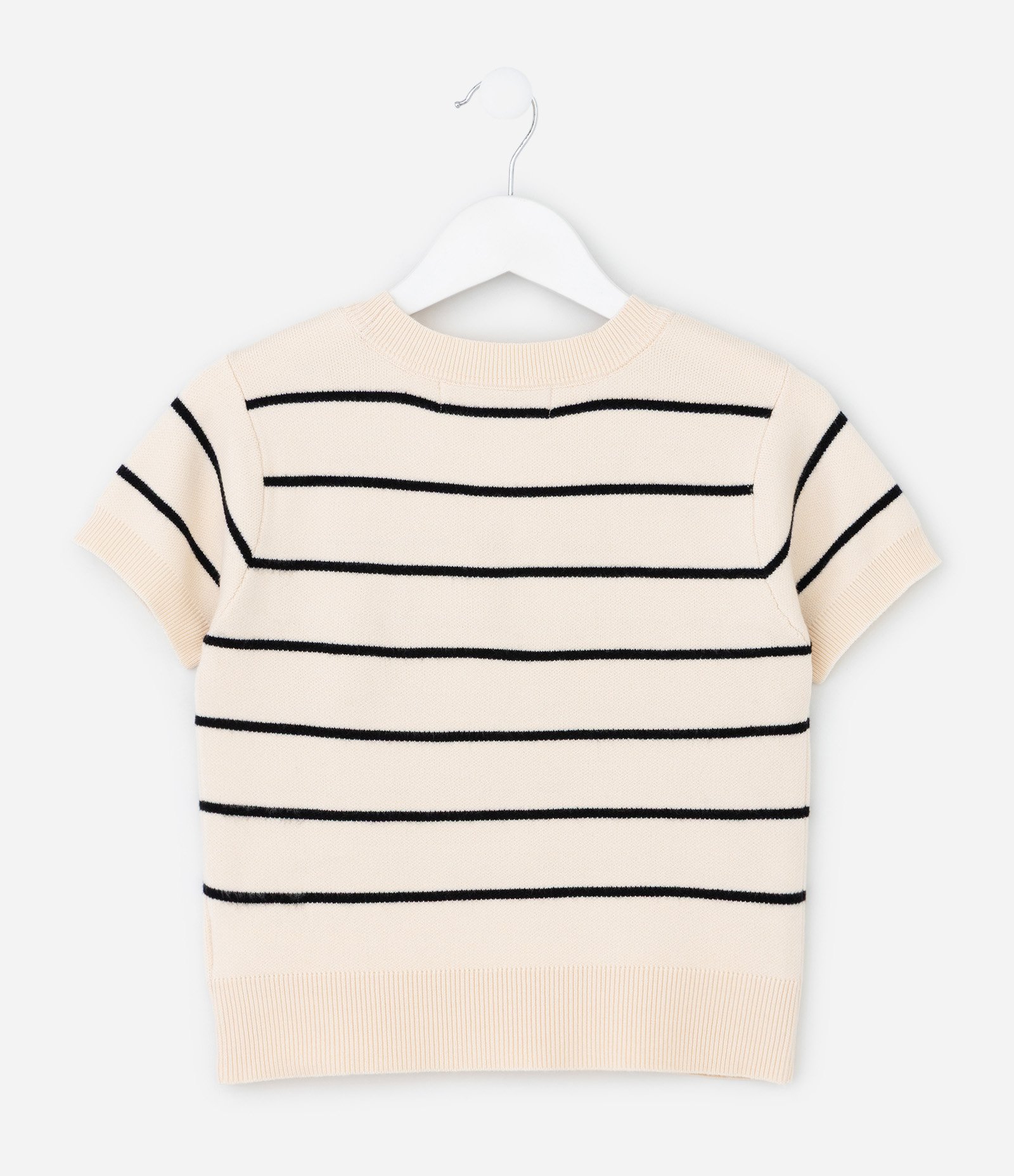 Camiseta Infantil em Jacquard Listrado – Tam 5 a 14 Anos Off White 2