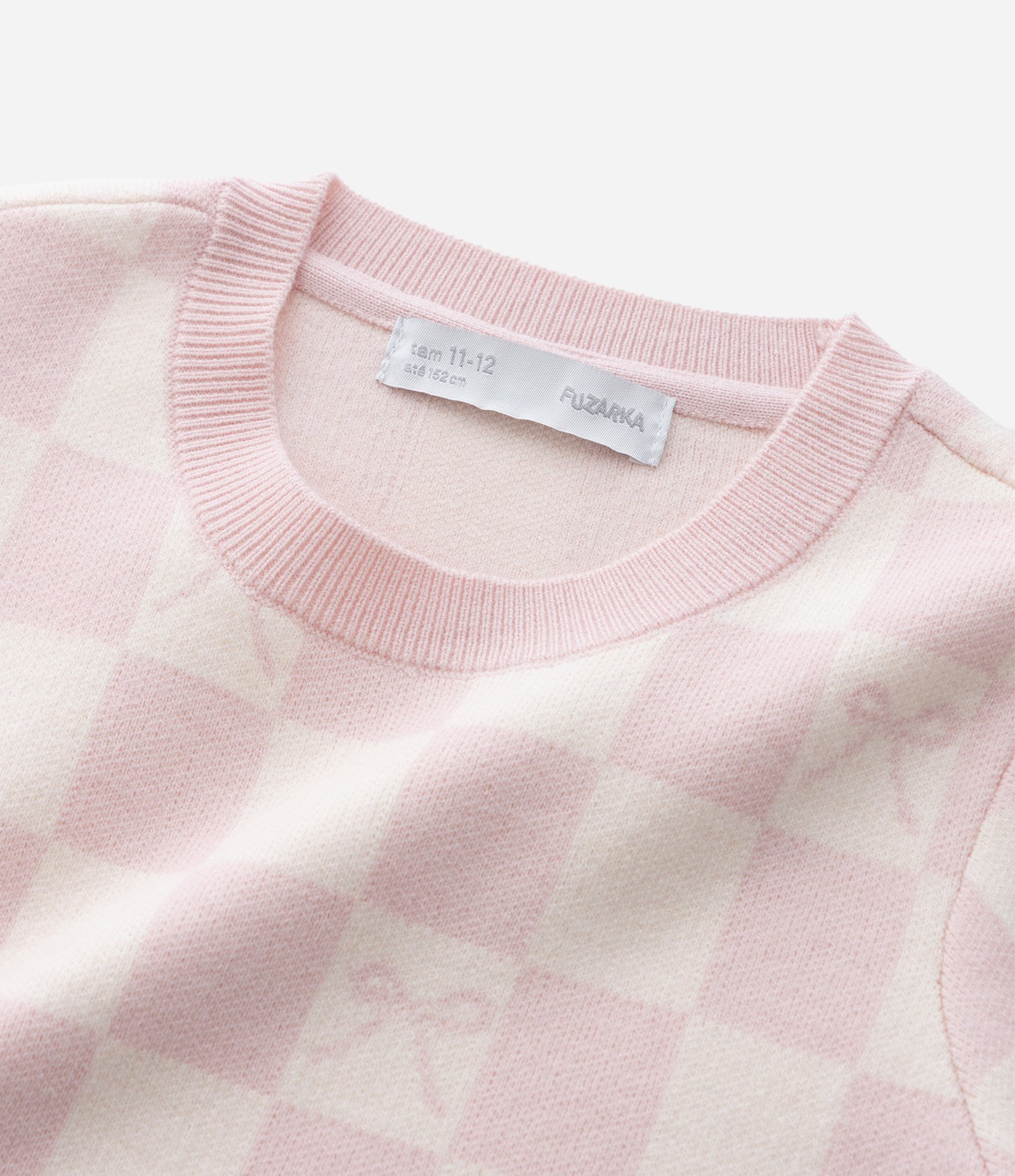 Camiseta Infantil em Jacquard Xadrez com Laços – Tam 5 a 14 Anos Rosa Claro 5