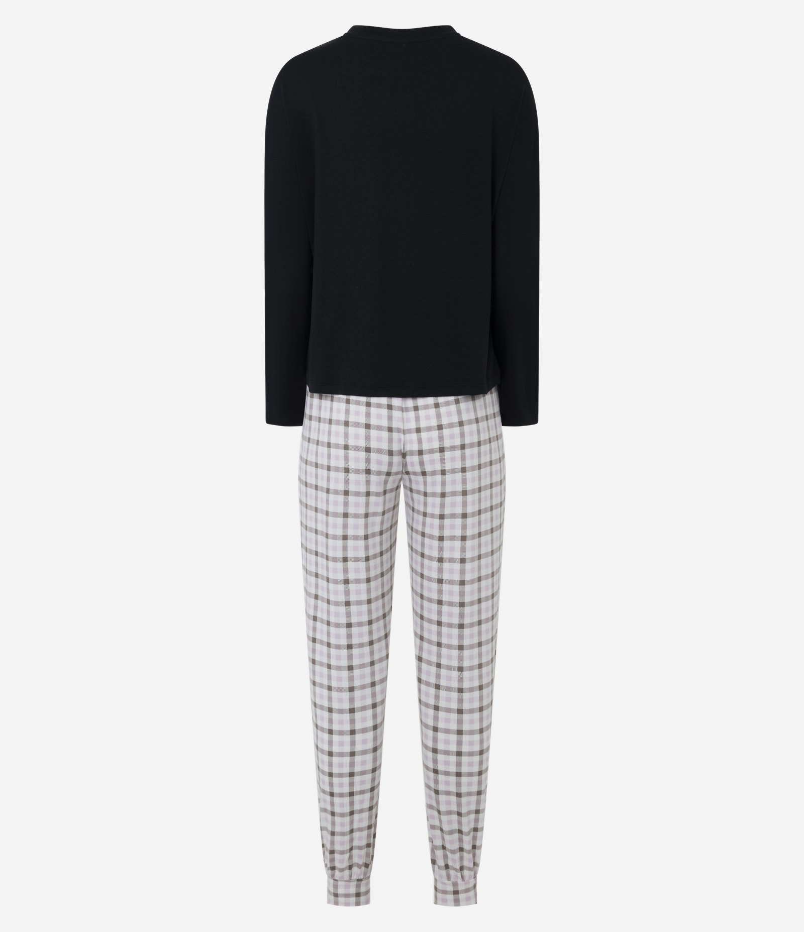 Pijama Longo em Peach Touch com Estampa Xadrez Preto 2