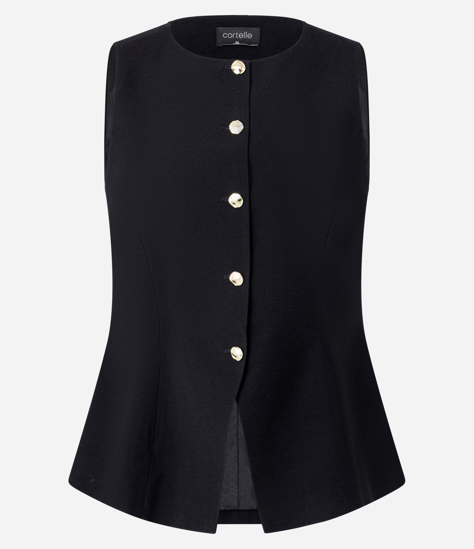 Colete Alfaiatado em Viscose com Barra Estruturada Preto 1