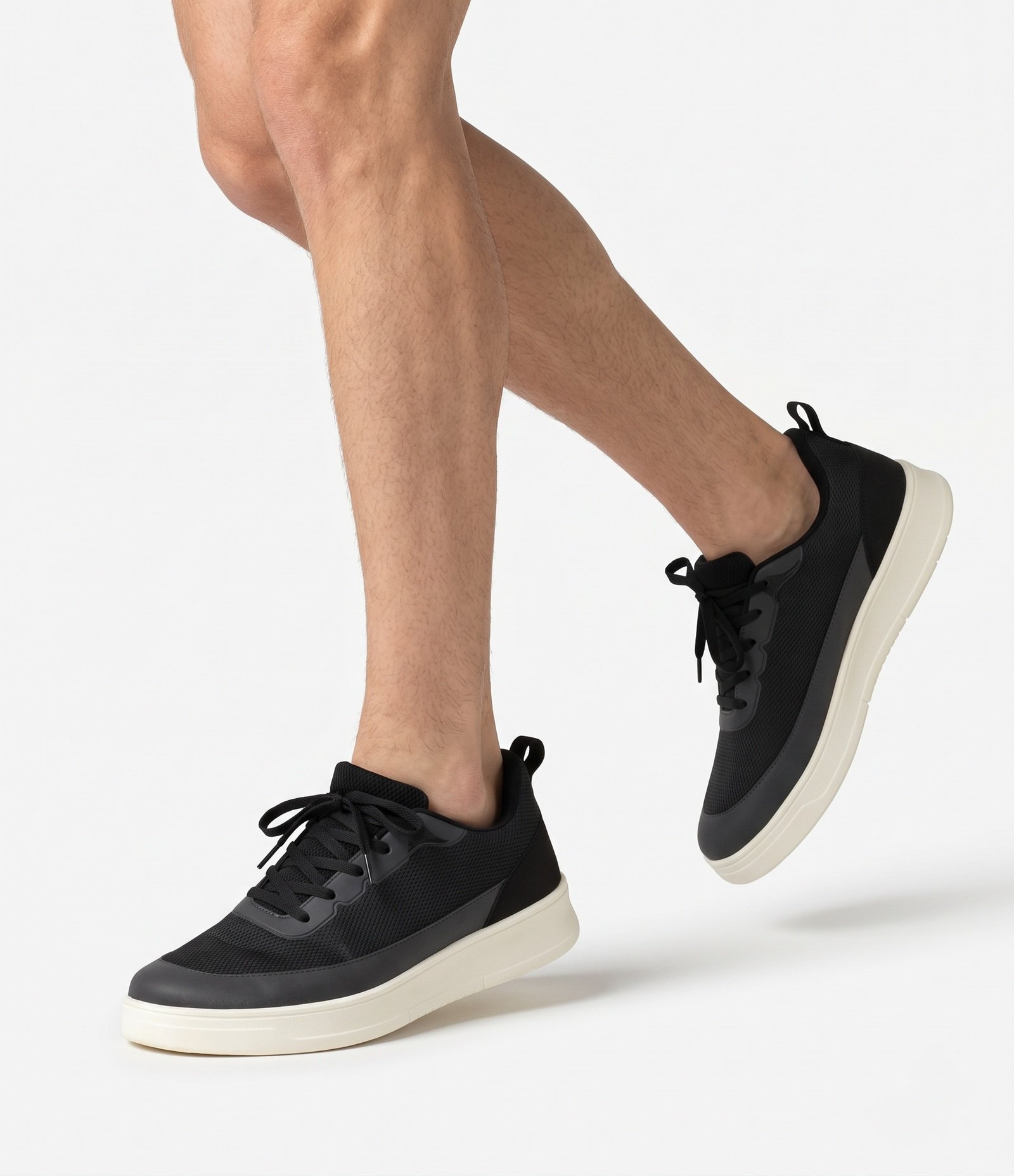 Tênis Knit Casual com Recortes e Sola EVA Cinza Escuro / Preto 2