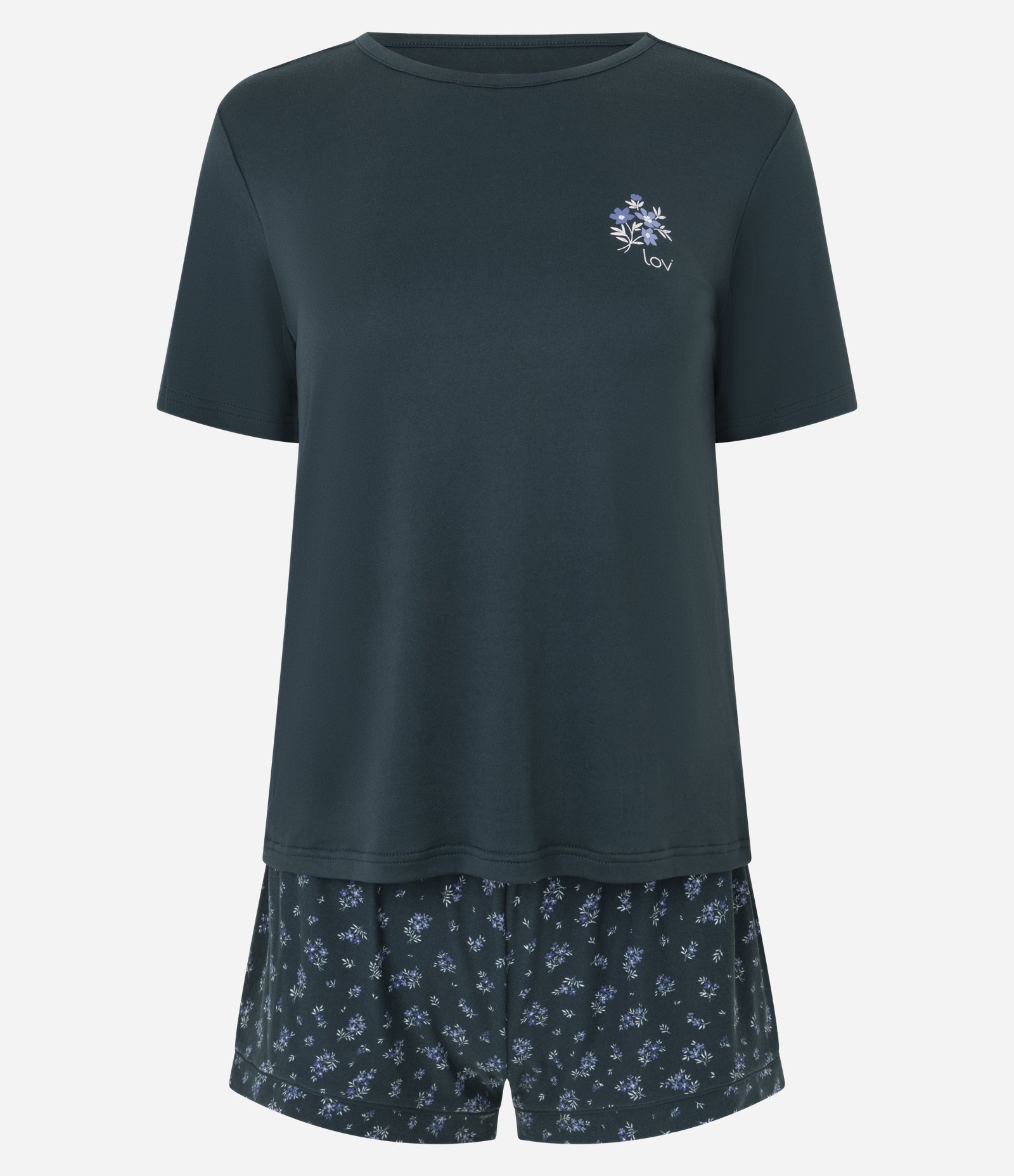 Pijama Short Doll Floral com Toque Macio Verde 5