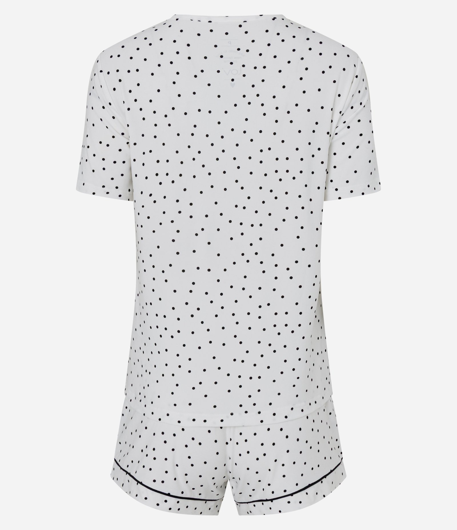 Pijama Curto em Peach Touch com Estampa Poá Cinza 5