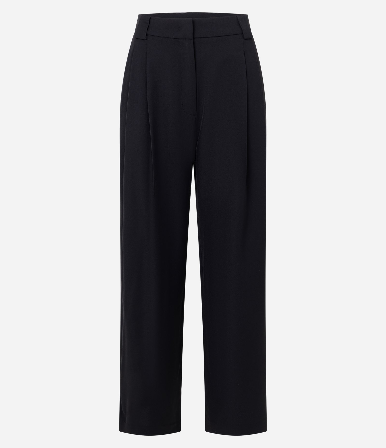 Calça Reta Alfaiatada com Pregas Frontais Preto 5