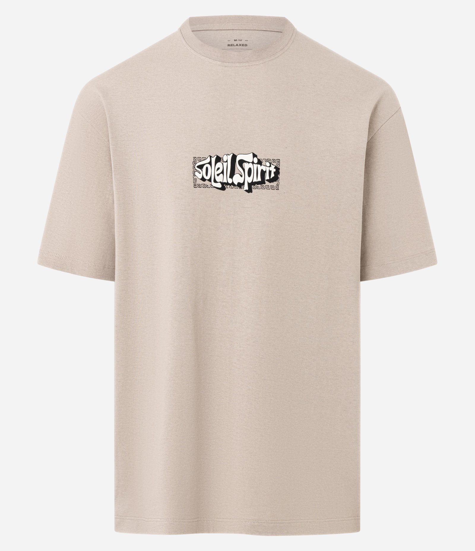 Camiseta Relaxed em Algodão com Estampa Localizada Soleil Spirit Bege 1