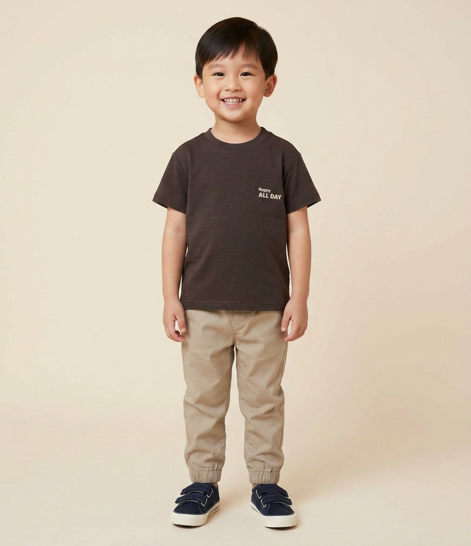 Calça Infantil Jogger com Cós Elástico – Tam 1 a 6 Anos Bege 1