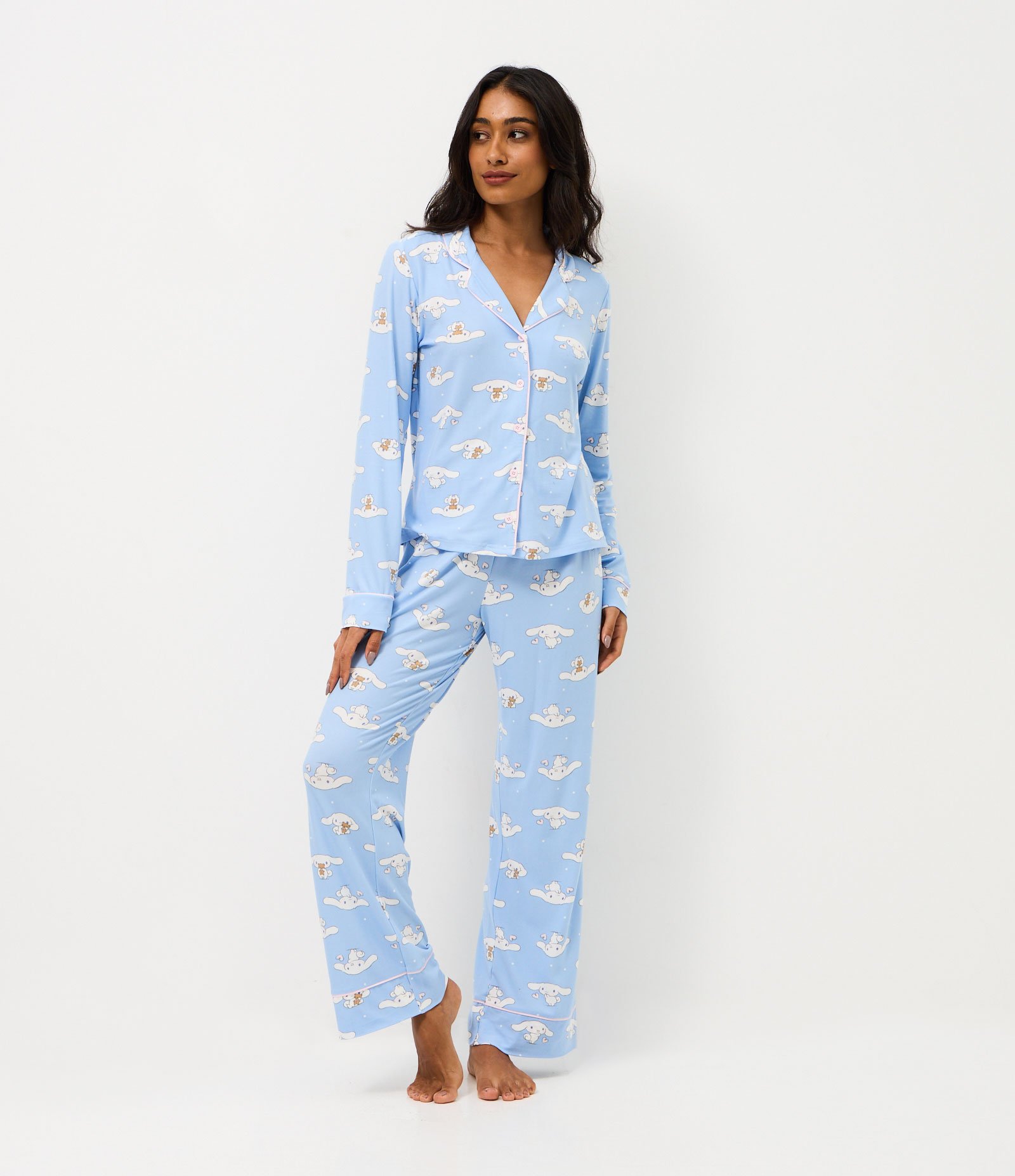 Pijama Longo Americano Cinnamoroll Estampado Azul 1